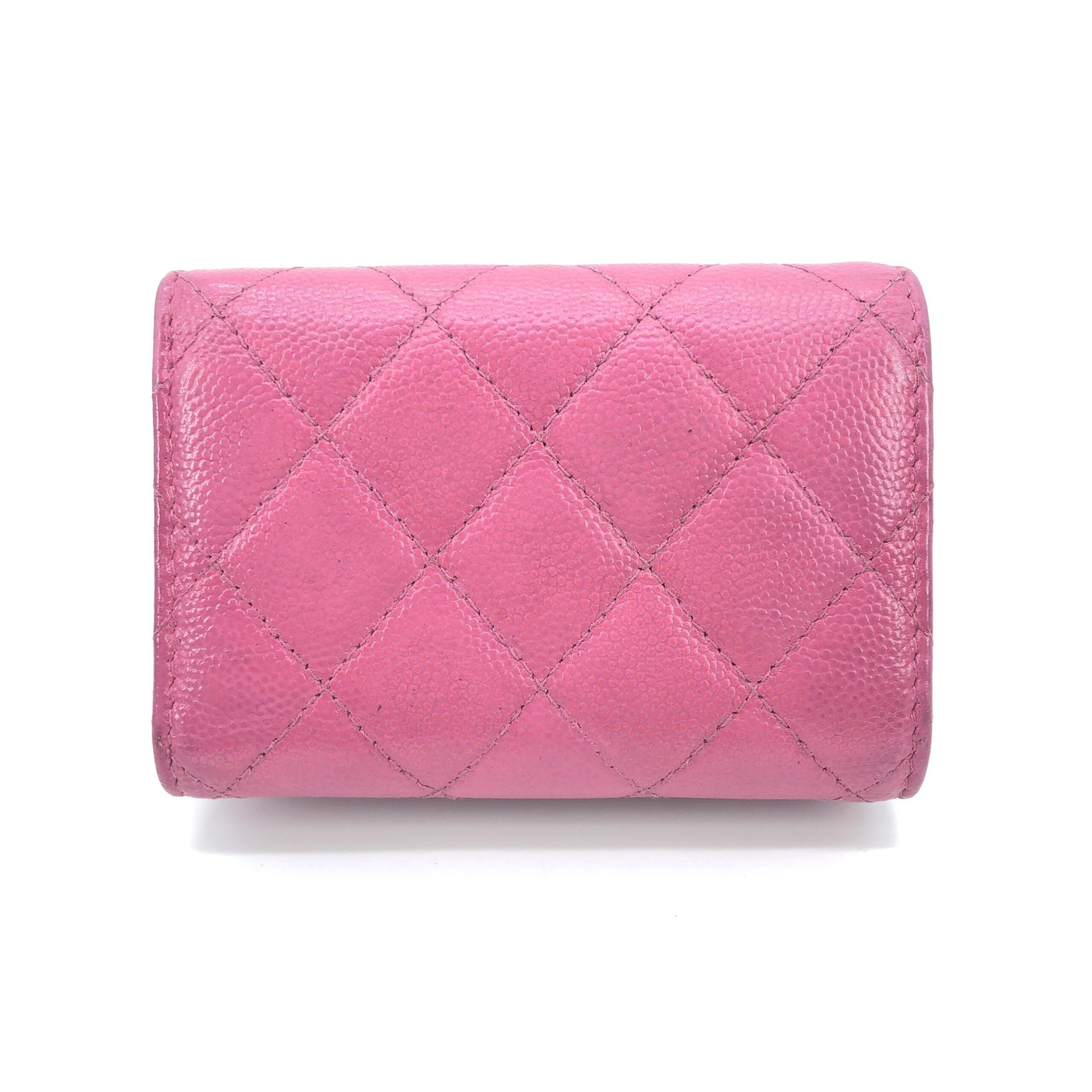 Chanel Pink Leather Quilted Flap Women's Wallet (Pre-Owned)