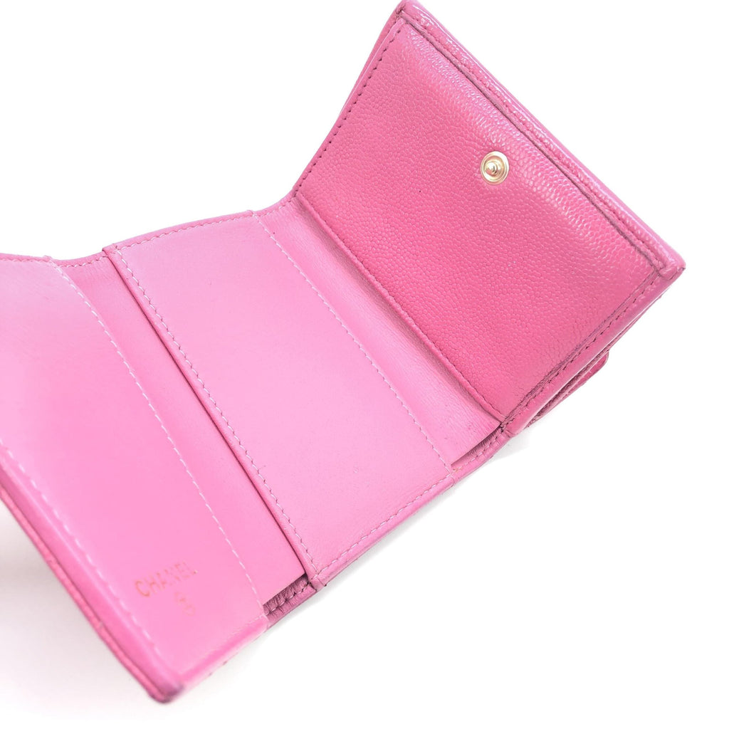 Chanel Pink Leather Quilted Flap Women's Wallet (Pre-Owned)