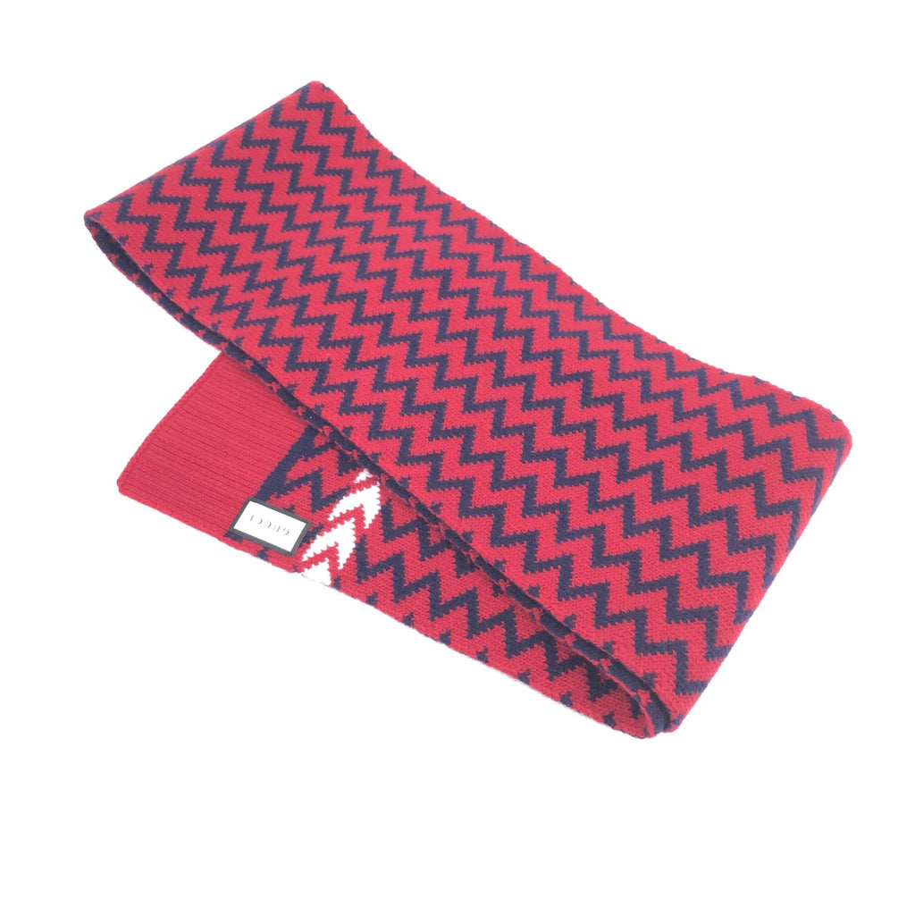 Gucci Red Zigzag Wool Knit Women's Scarf (Pre-Owned)