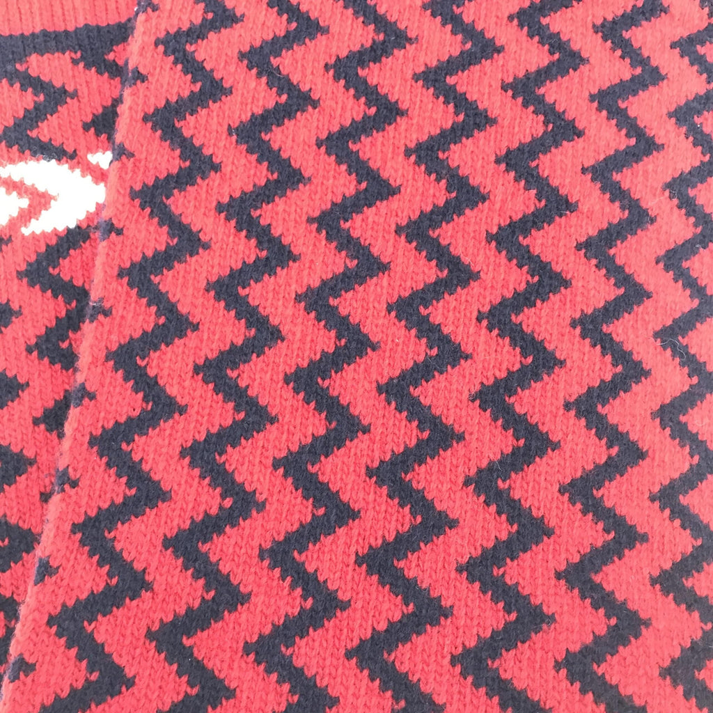 Gucci Red Zigzag Wool Knit Women's Scarf (Pre-Owned)