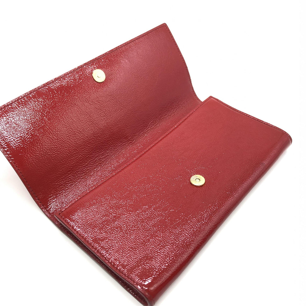 Saint Laurent Red Patent Leather Clutch Women's Bag (Pre-Owned)