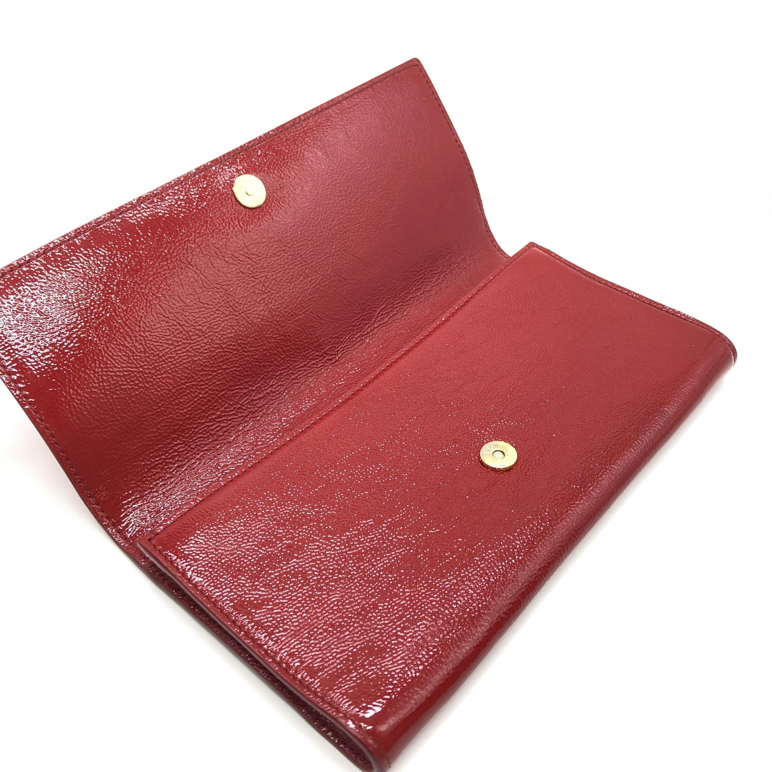 Saint Laurent Red Patent Leather Clutch Women's Bag (Pre-Owned)