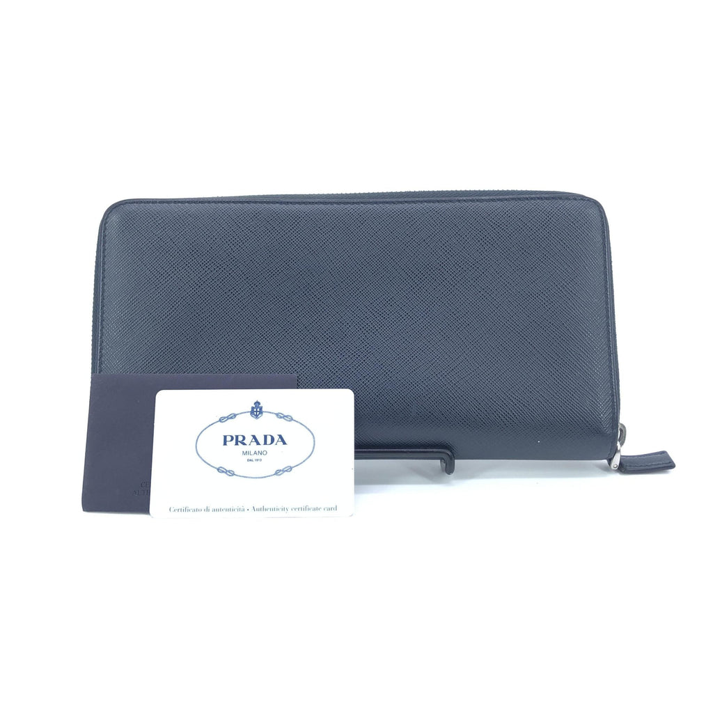Prada Saffiano Leather Zip Around Women's Wallet (Pre-Owned)