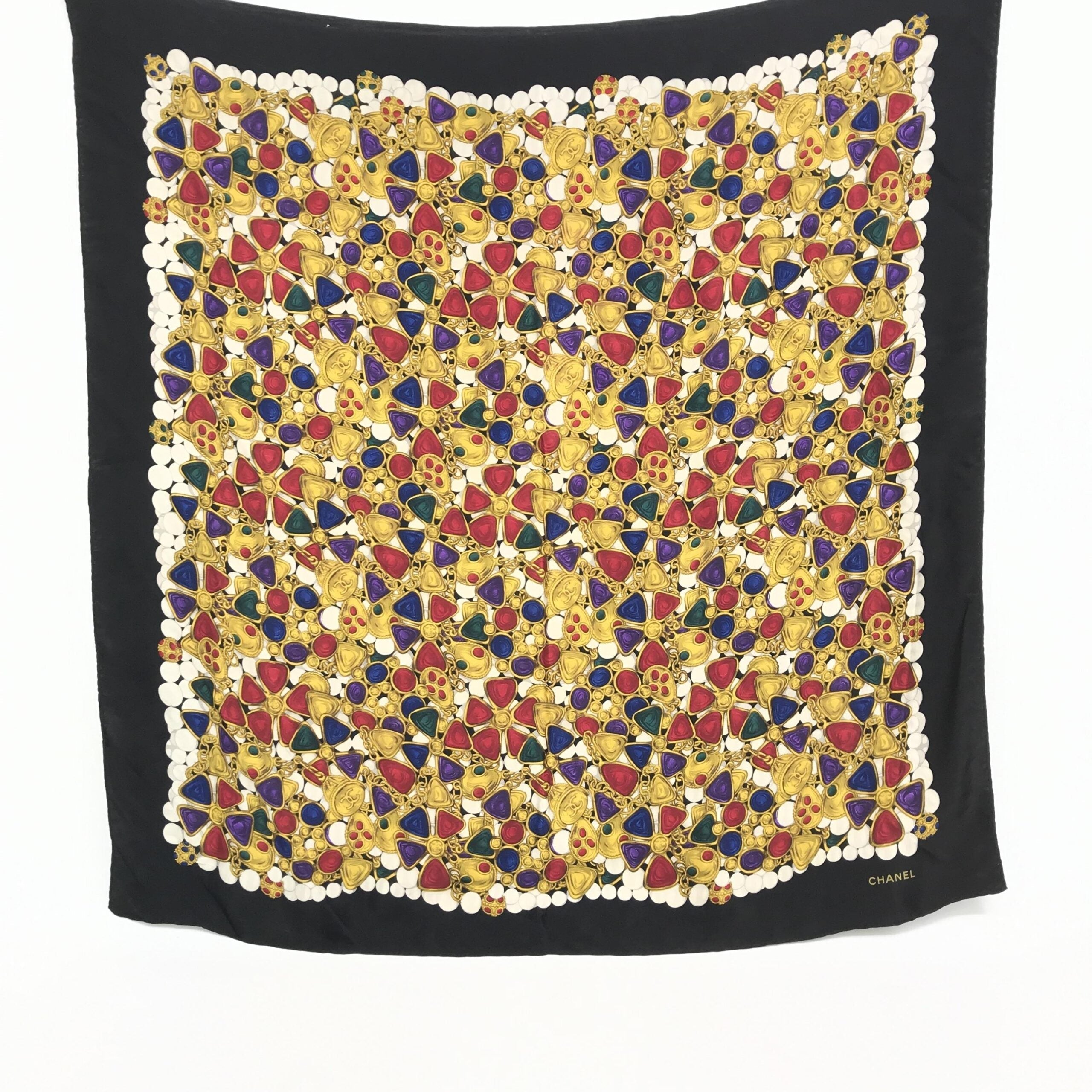 Chanel Silk Scarf With Vibrant Jewelry Women's Print (Pre-Owned)