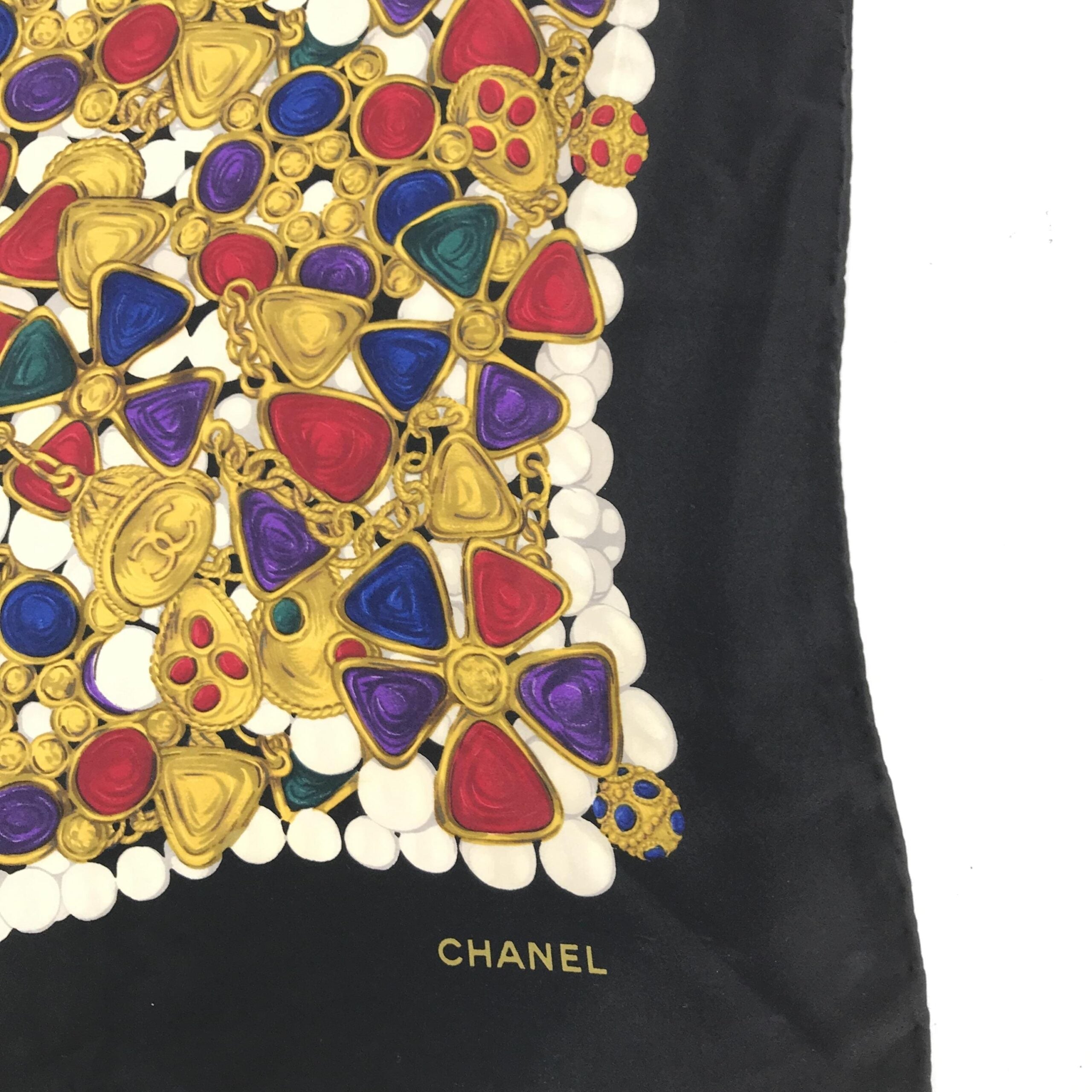 Chanel Silk Scarf With Vibrant Jewelry Women's Print (Pre-Owned)