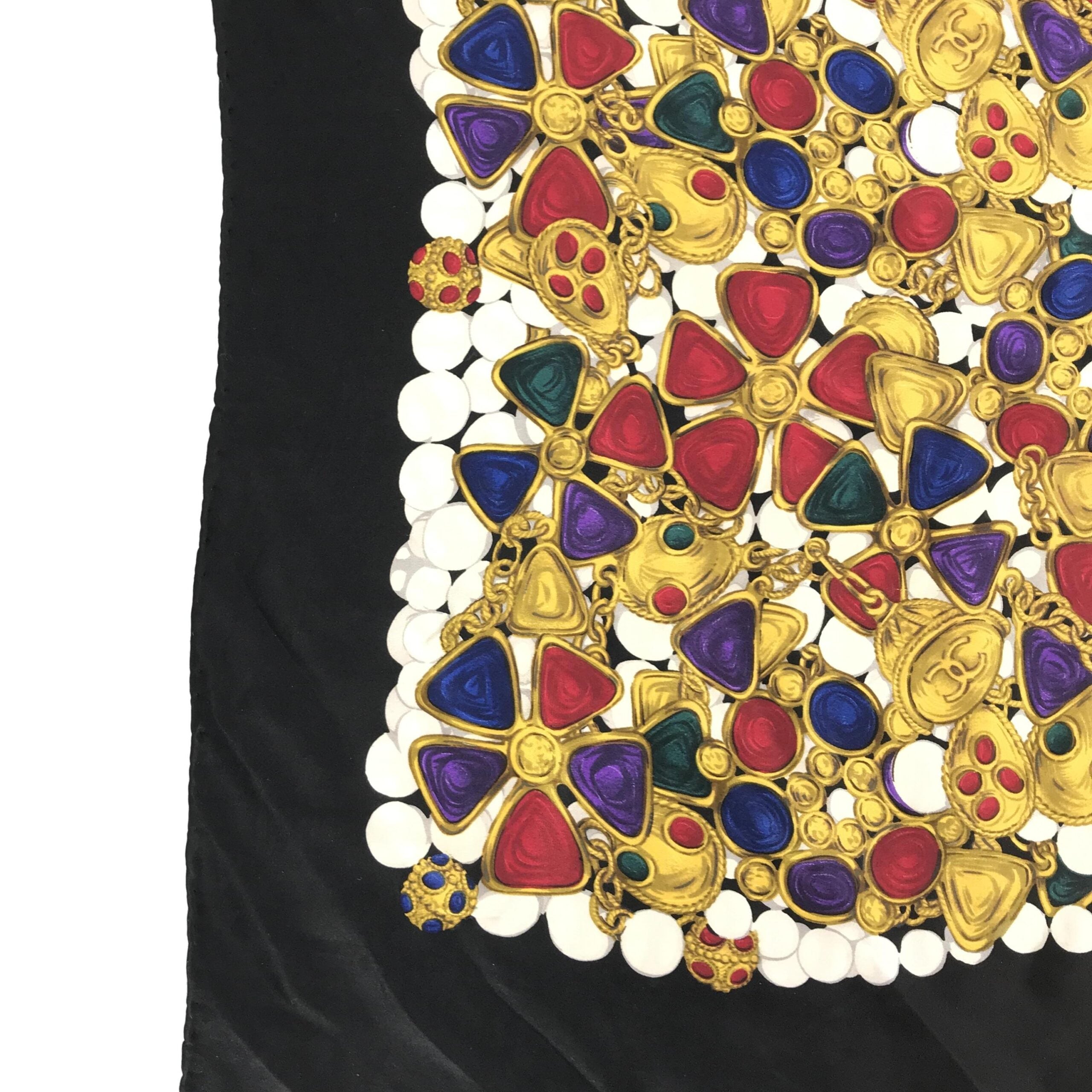 Chanel Silk Scarf With Vibrant Jewelry Women's Print (Pre-Owned)