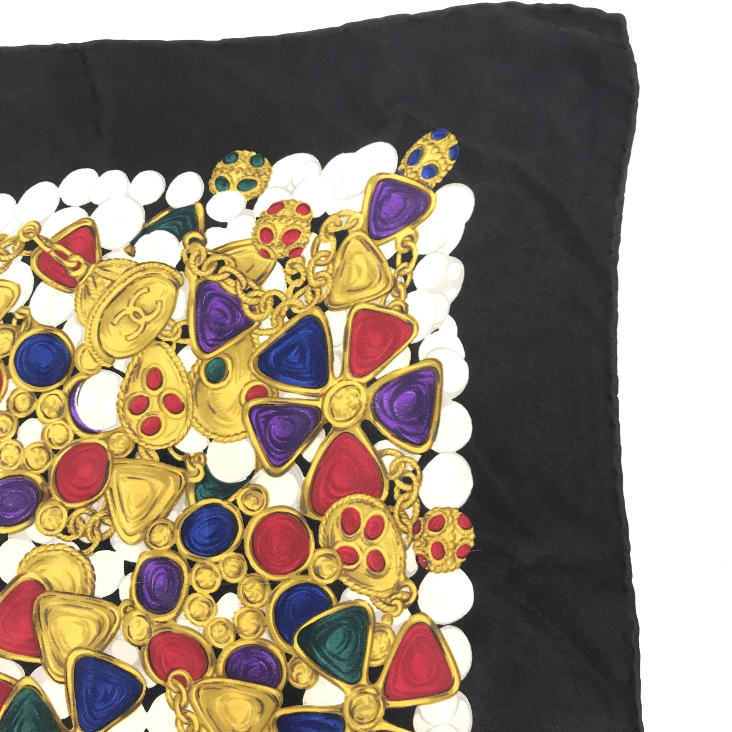 Chanel Silk Scarf With Vibrant Jewelry Women's Print (Pre-Owned)
