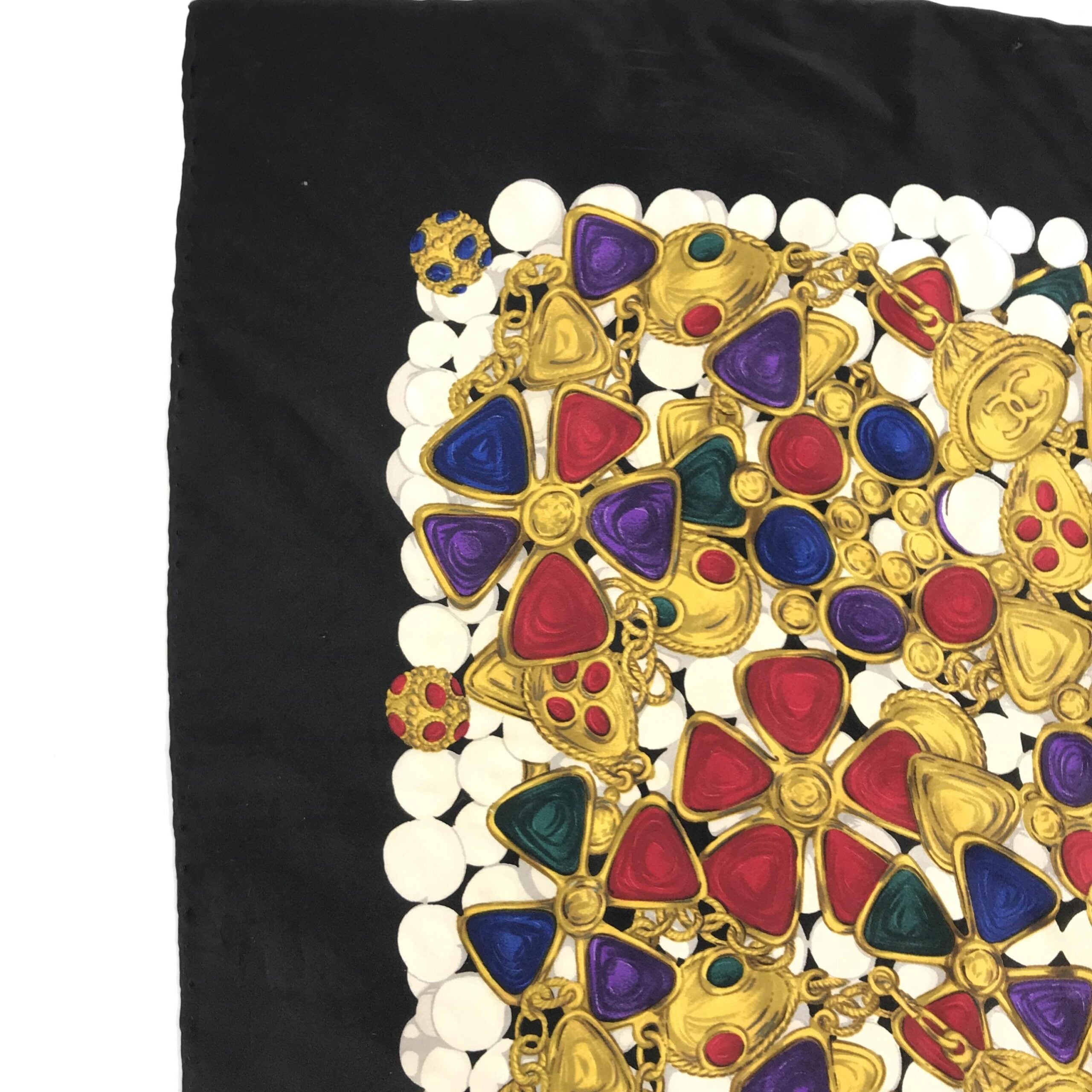 Chanel Silk Scarf With Vibrant Jewelry Women's Print (Pre-Owned)
