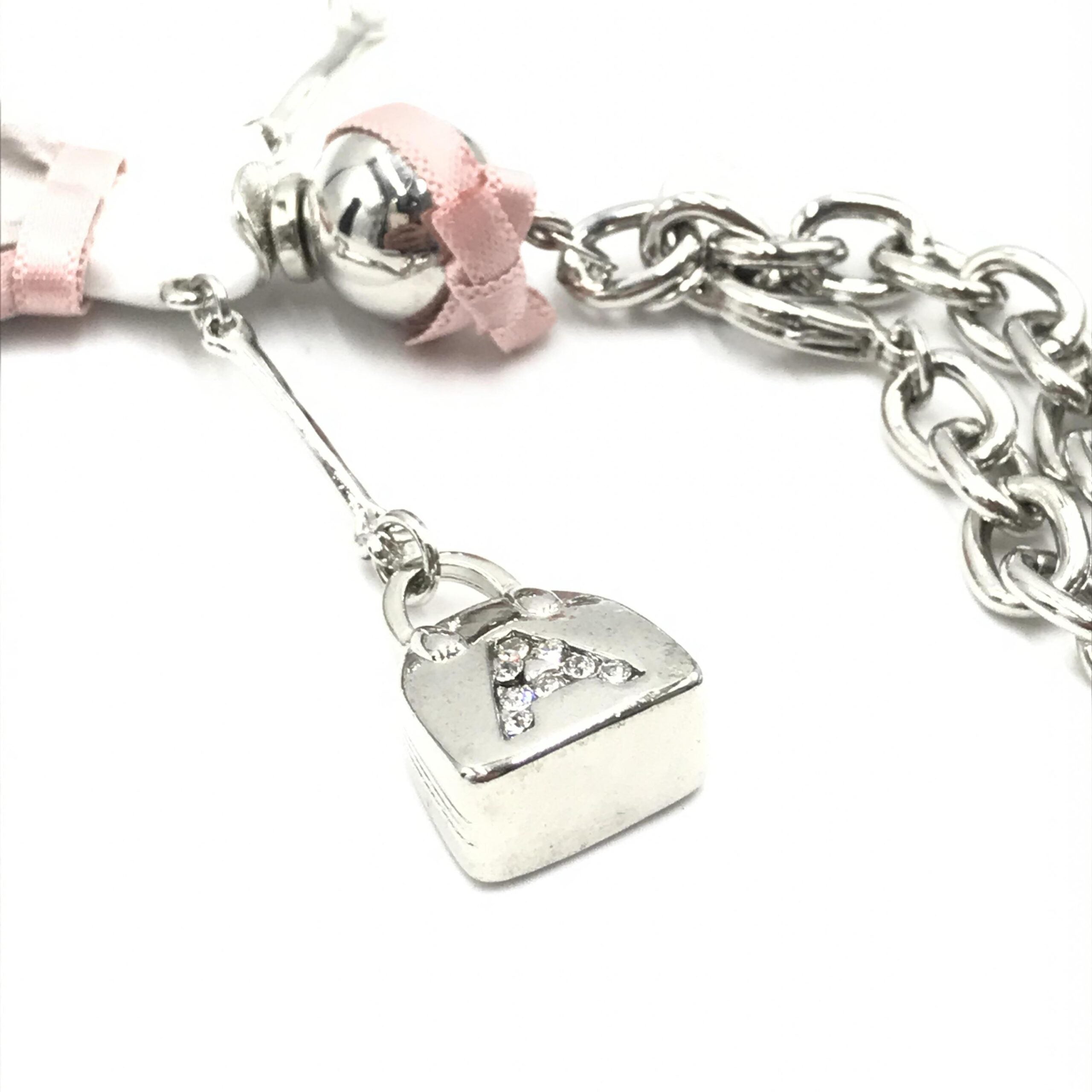 Anteprima Silver Chain With Pink Ribbon Women's Detail (Pre-Owned)