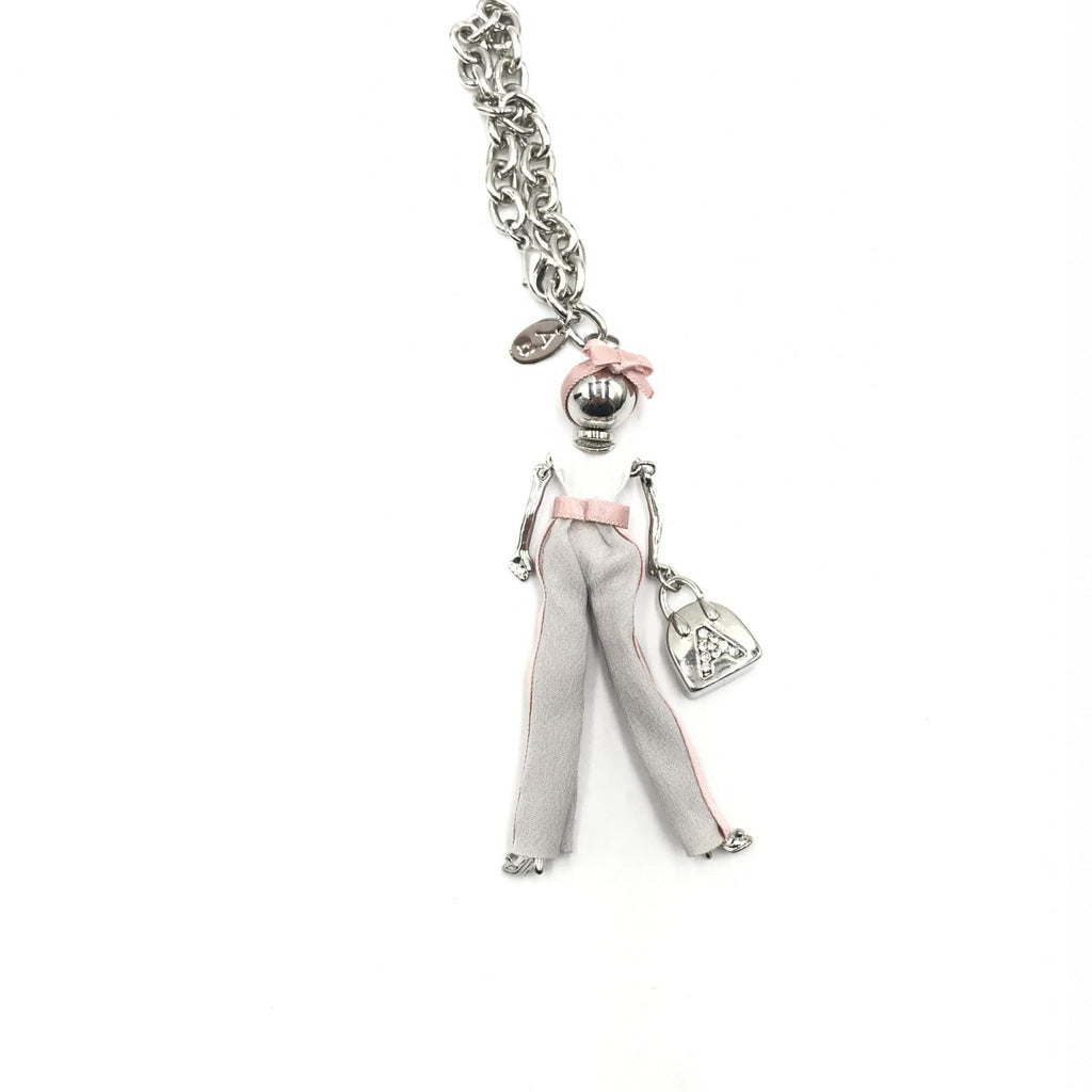Anteprima Silver Chain With Pink Ribbon Women's Detail (Pre-Owned)