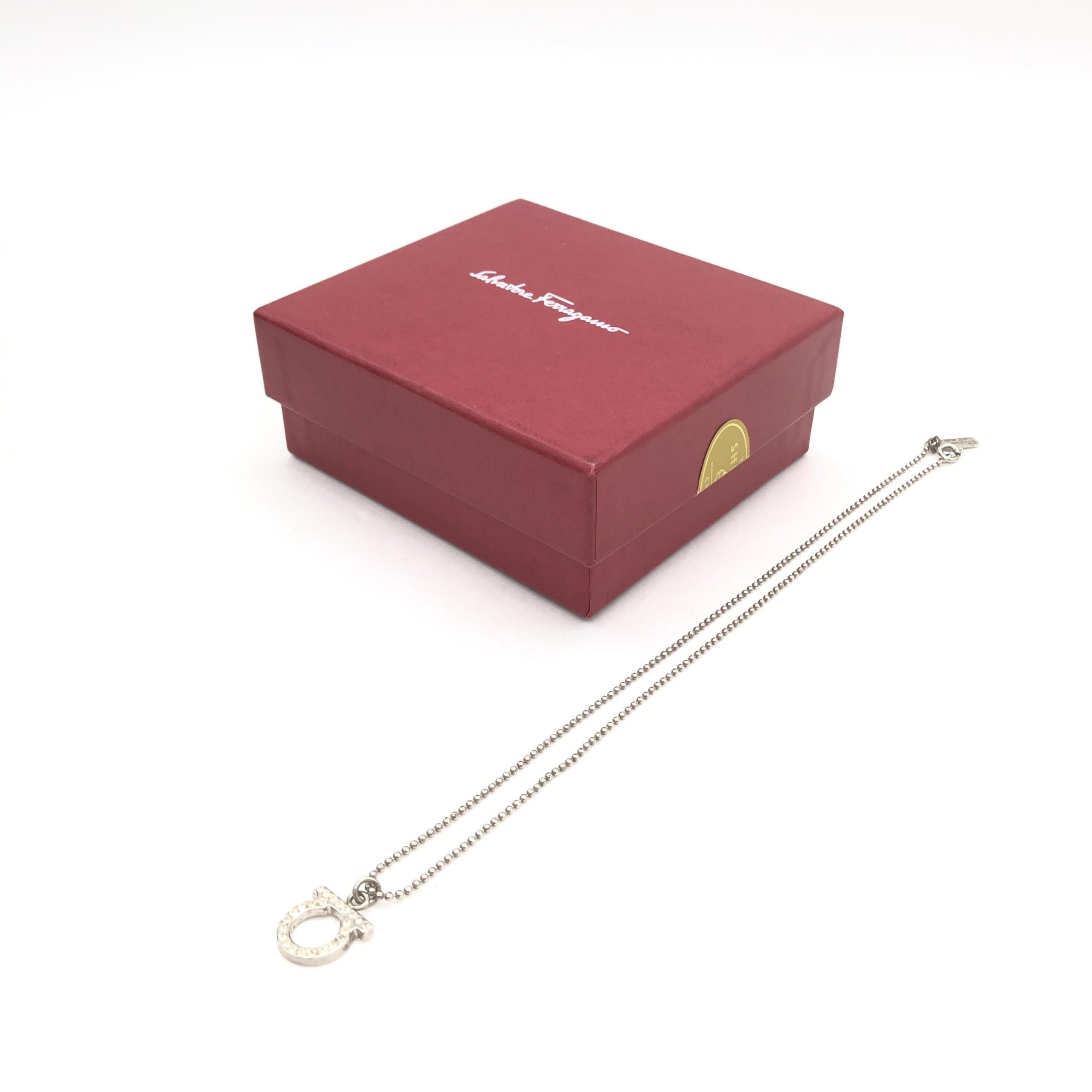 Salvatore Ferragamo Silver Plated Necklace With Crystal Women's Pendant (Pre-Owned)