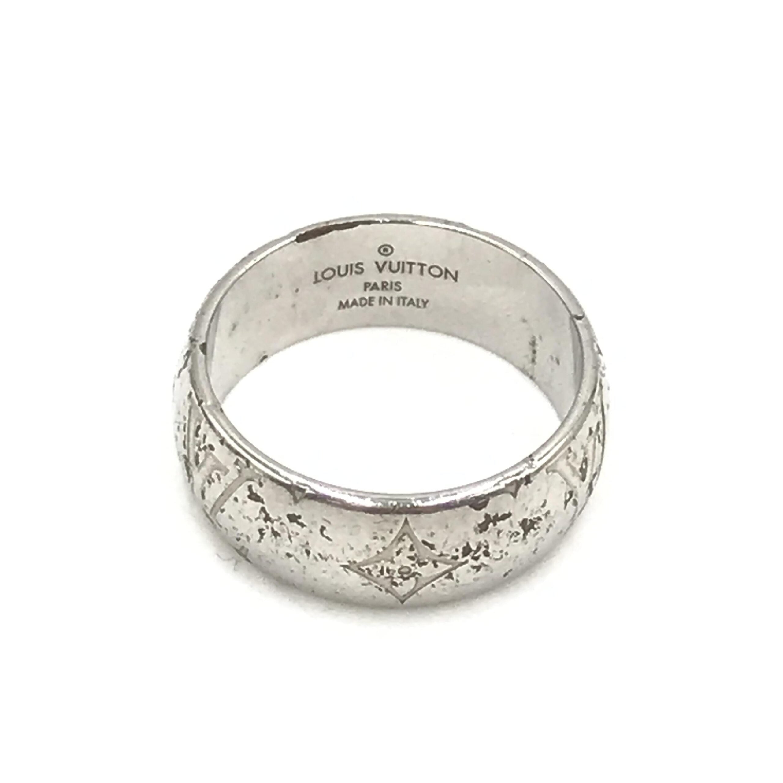 Louis Vuitton Silver-Tone Monogram Band Women's Ring (Pre-Owned)