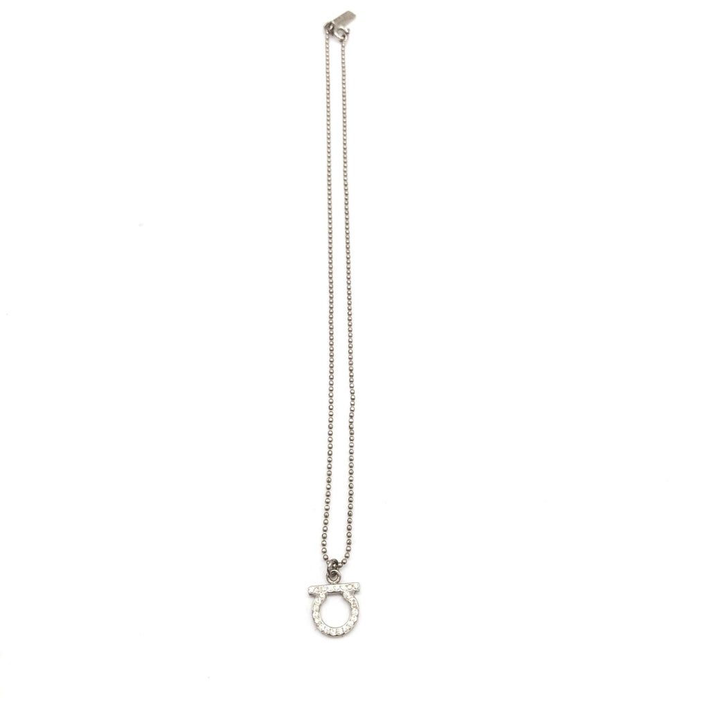 Salvatore Ferragamo Silver Plated Necklace With Crystal Women's Pendant (Pre-Owned)