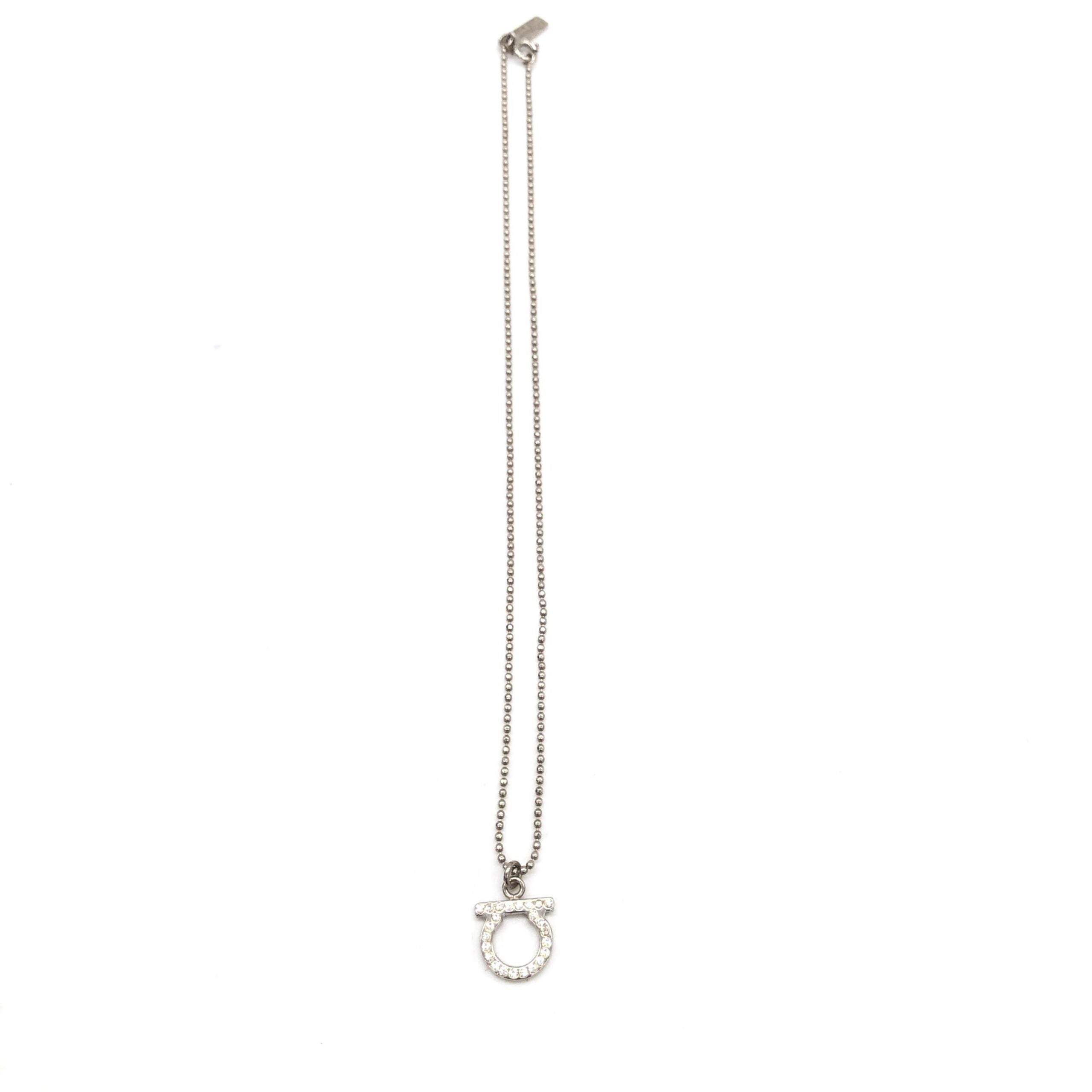 Salvatore Ferragamo Silver Plated Necklace With Crystal Women's Pendant (Pre-Owned)