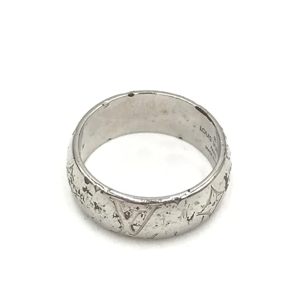 Louis Vuitton Silver-Tone Monogram Band Women's Ring (Pre-Owned)