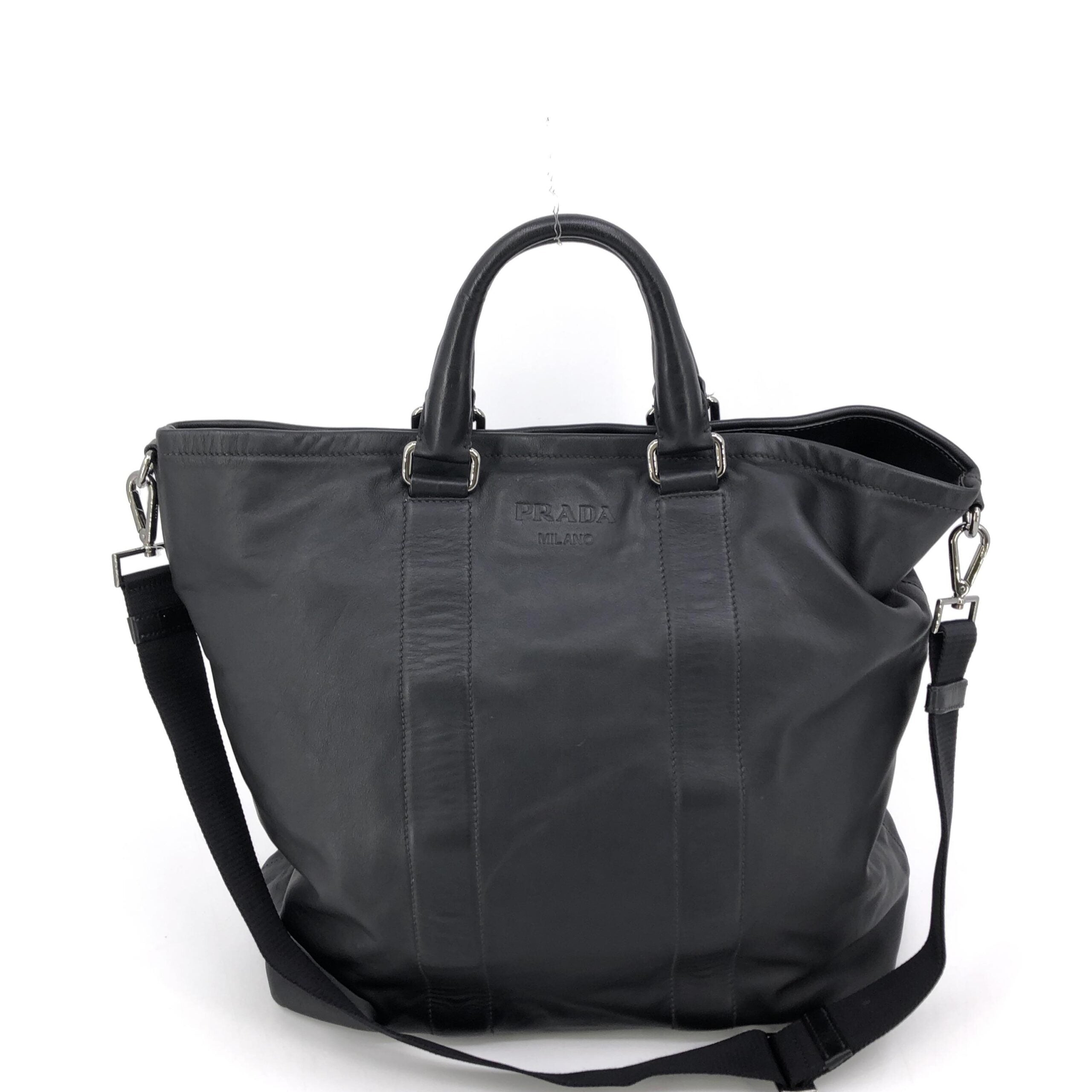 Prada Soft Leather Tote With Shoulder Women's Strap (Pre-Owned)