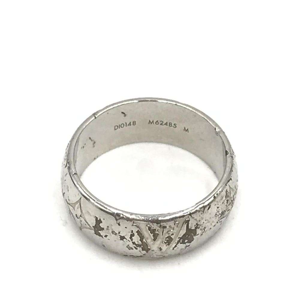 Louis Vuitton Silver-Tone Monogram Band Women's Ring (Pre-Owned)