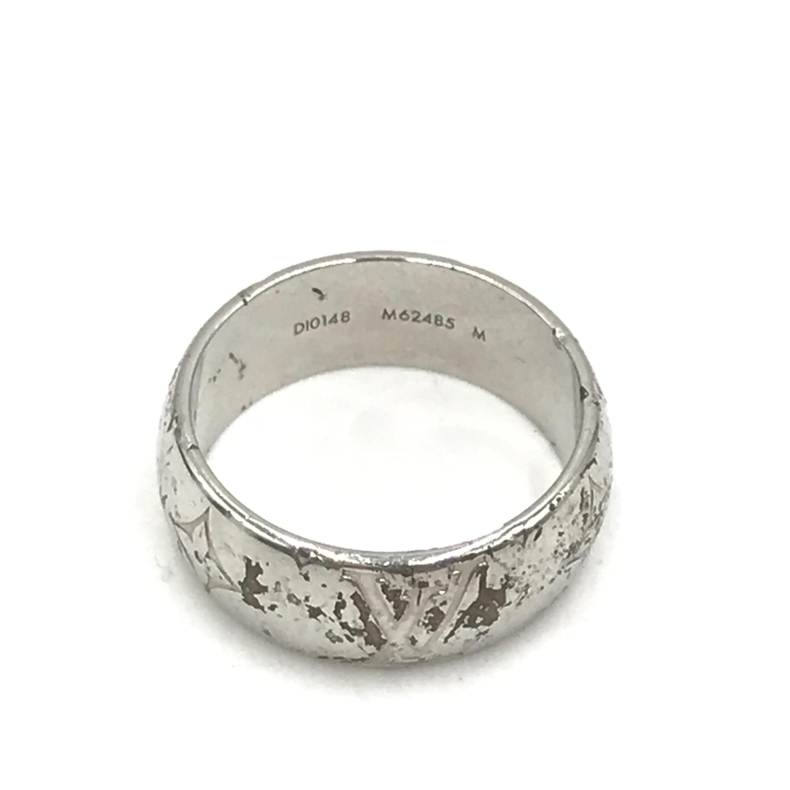 Louis Vuitton Silver-Tone Monogram Band Women's Ring (Pre-Owned)