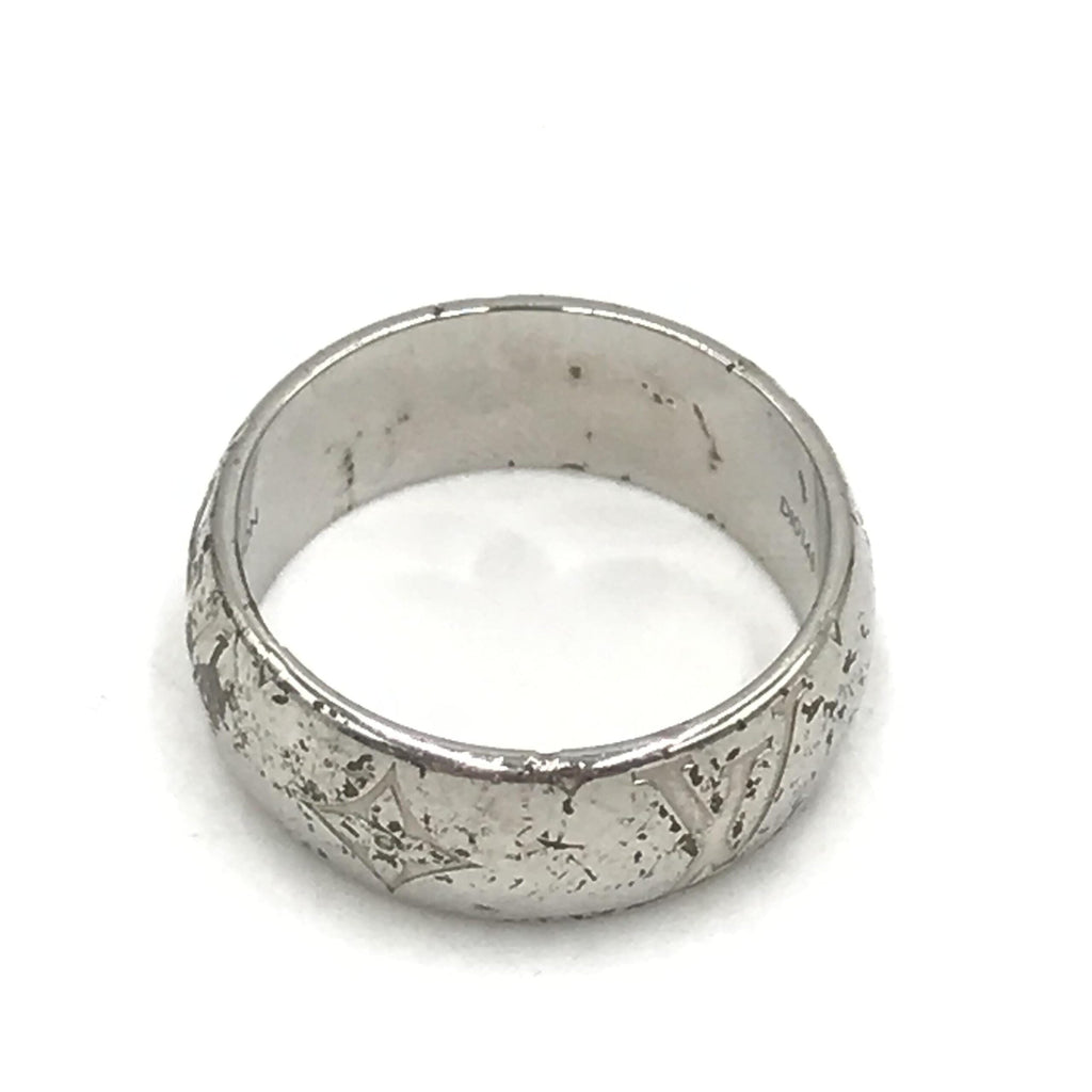 Louis Vuitton Silver-Tone Monogram Band Women's Ring (Pre-Owned)