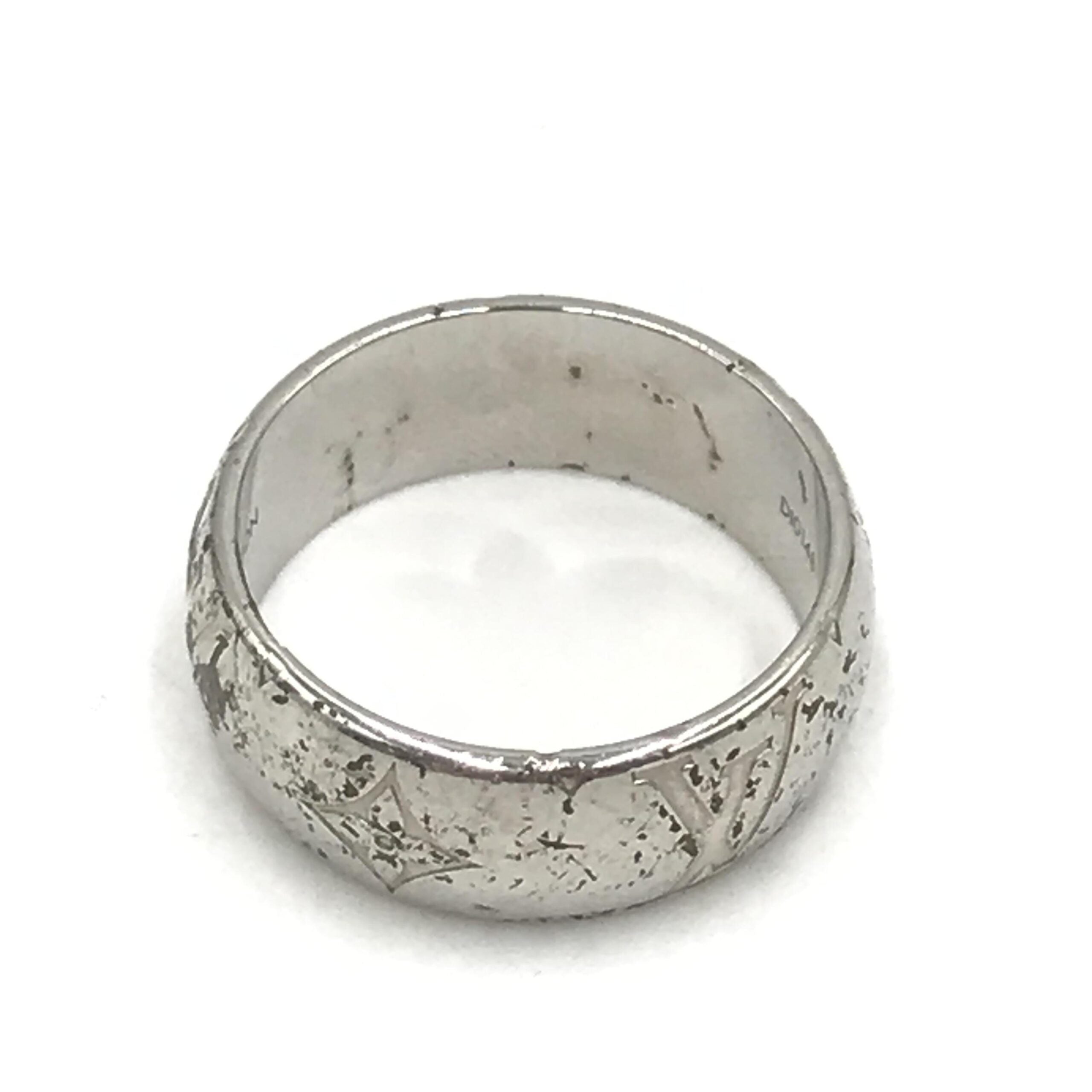 Louis Vuitton Silver-Tone Monogram Band Women's Ring (Pre-Owned)