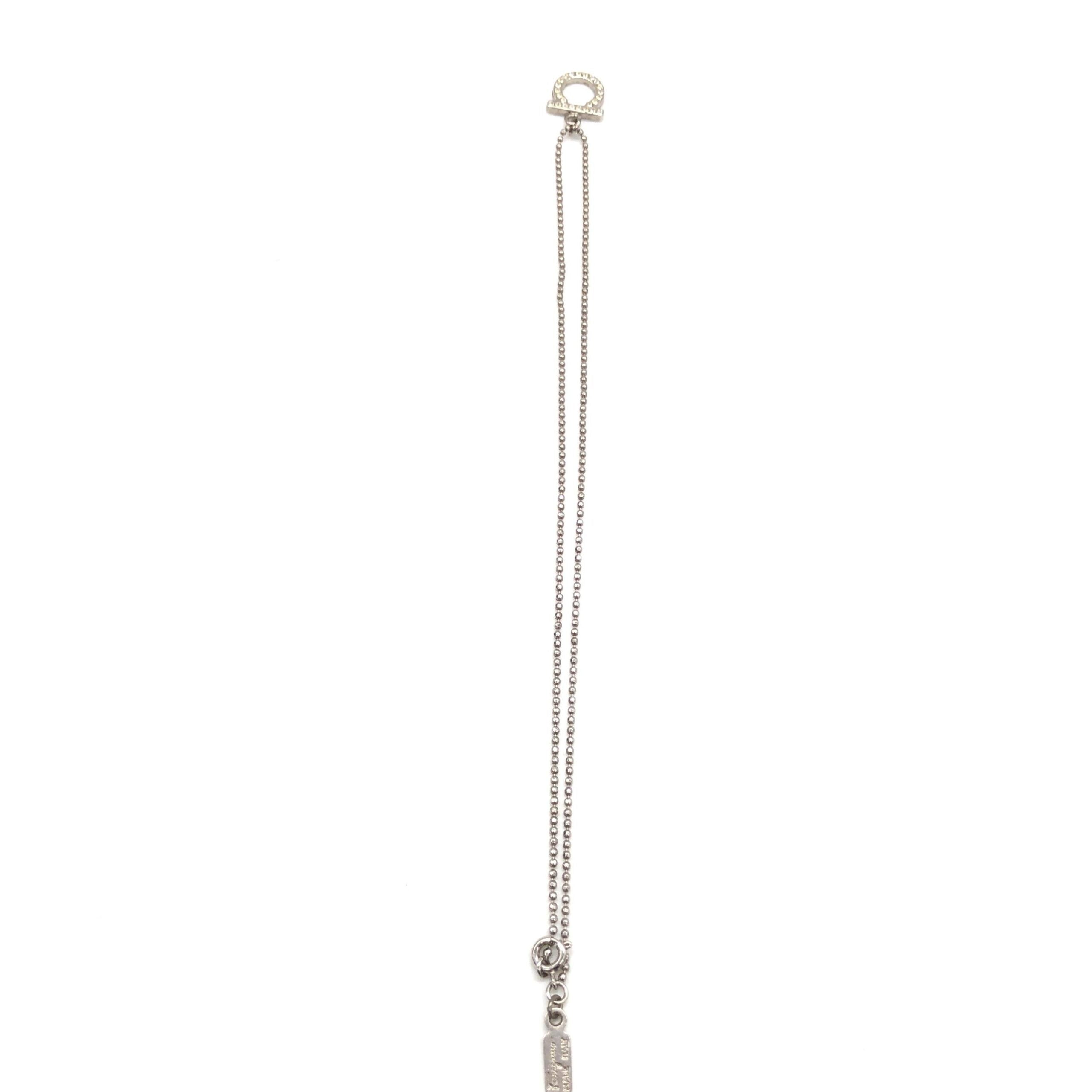 Salvatore Ferragamo Silver Plated Necklace With Crystal Women's Pendant (Pre-Owned)