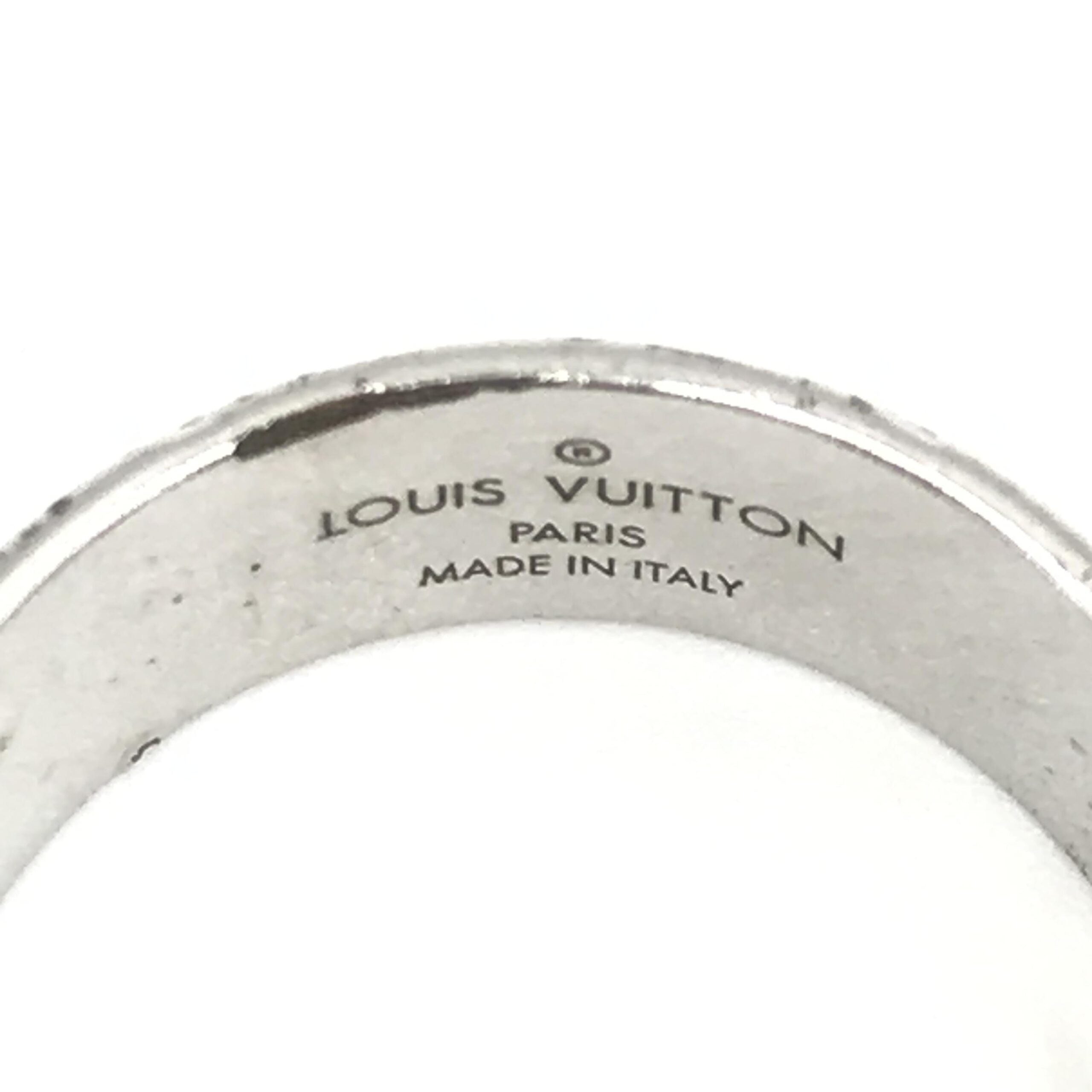 Louis Vuitton Silver-Tone Monogram Band Women's Ring (Pre-Owned)