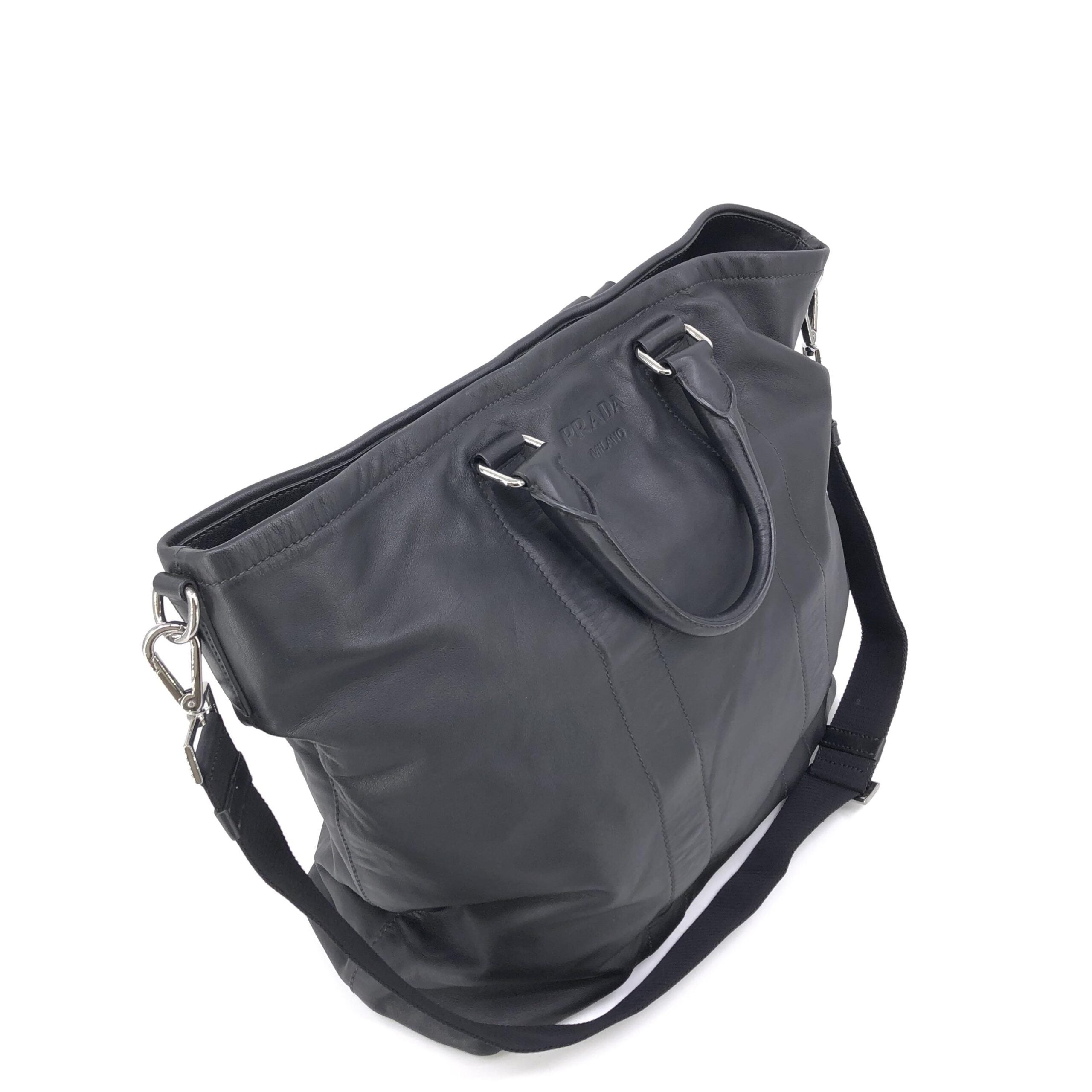 Prada Soft Leather Tote With Shoulder Women's Strap (Pre-Owned)