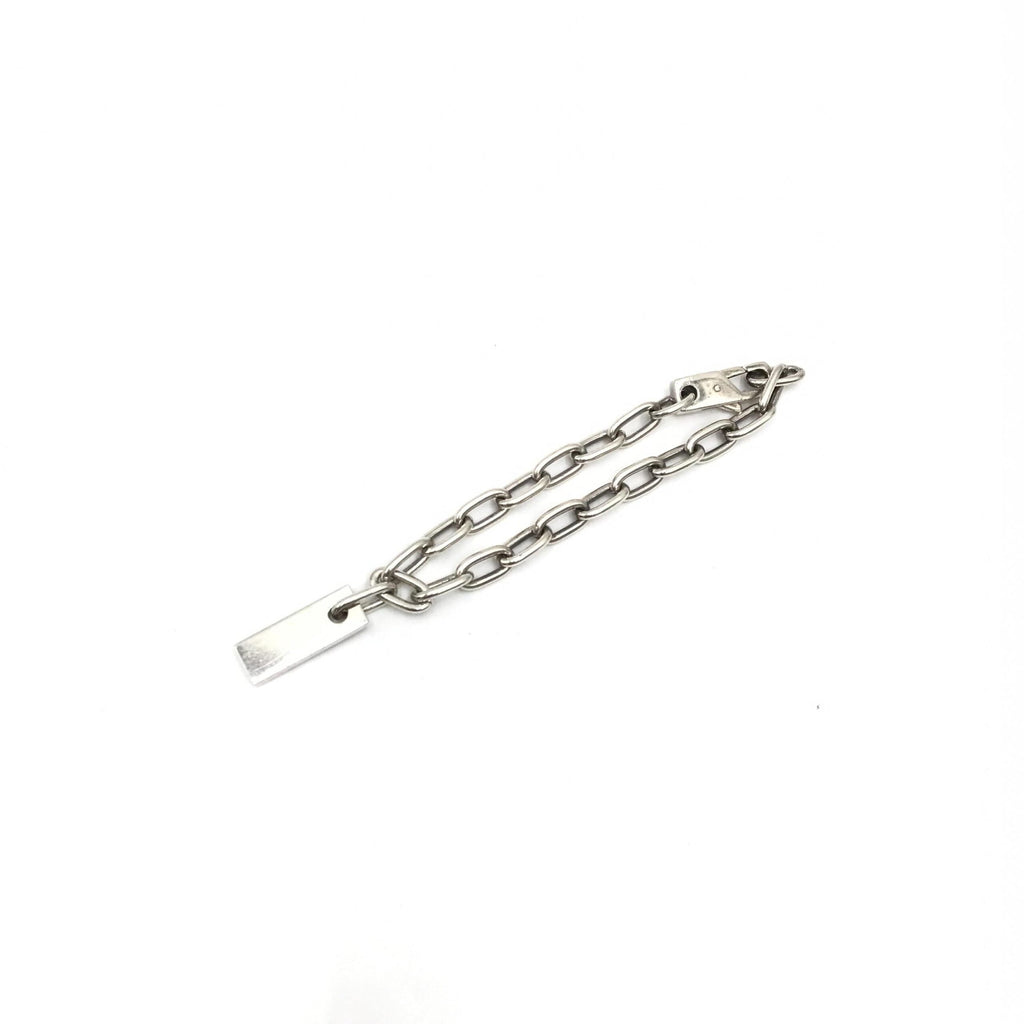 Gucci Sterling Silver Logo Plate Chain Women's Bracelet (Pre-Owned)