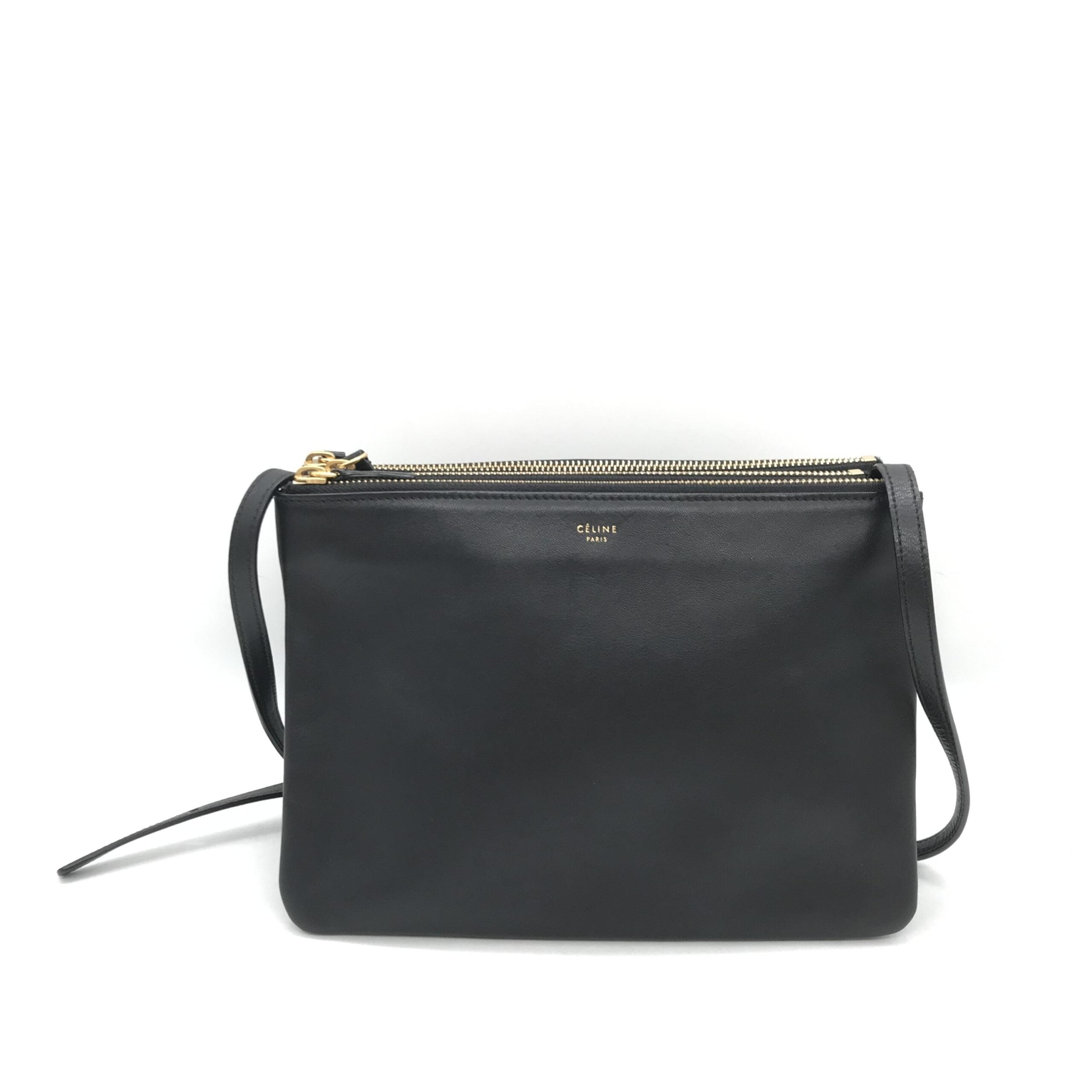 Celine Trio Black Leather Shoulder Women's Bag (Pre-Owned)