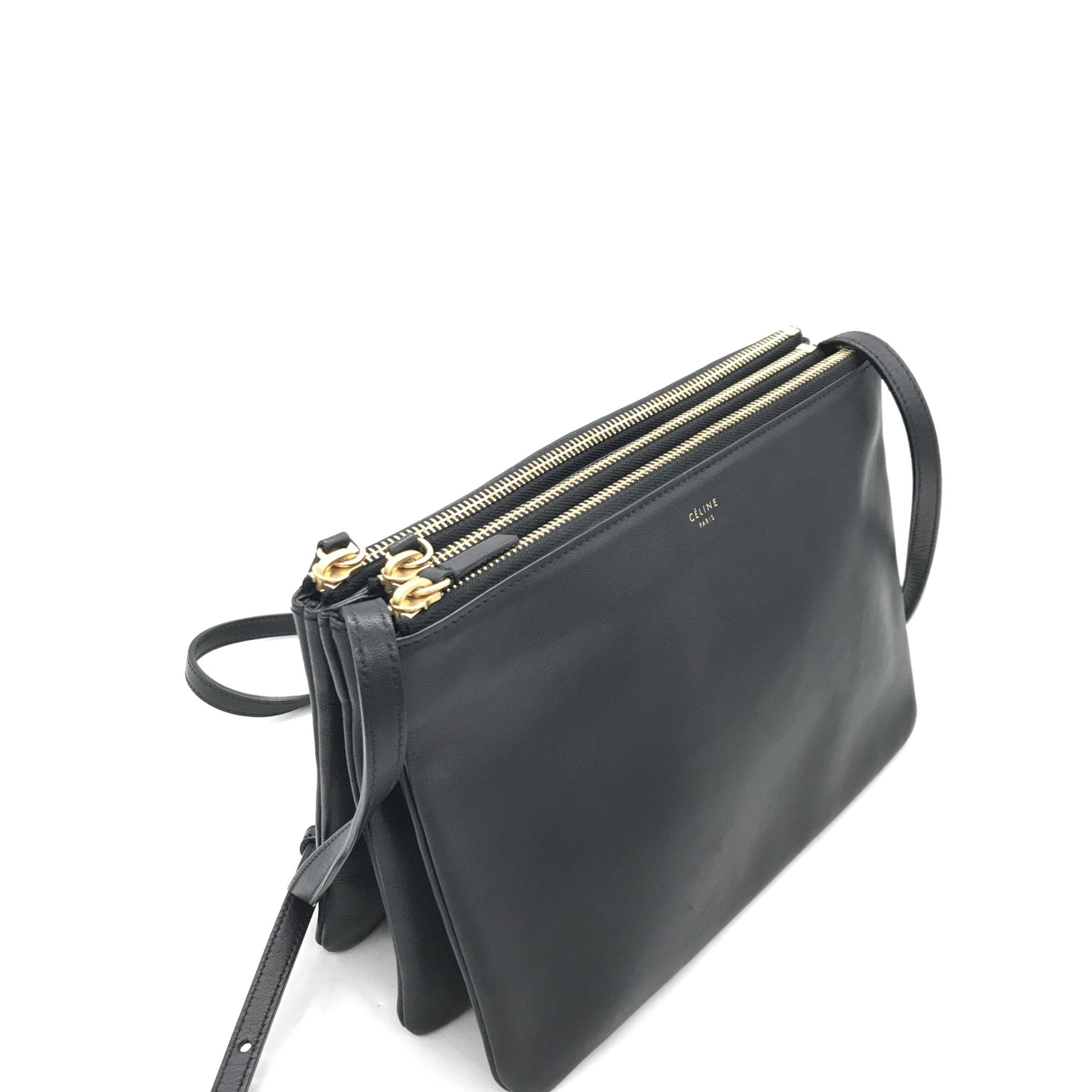 Celine Trio Black Leather Shoulder Women's Bag (Pre-Owned)