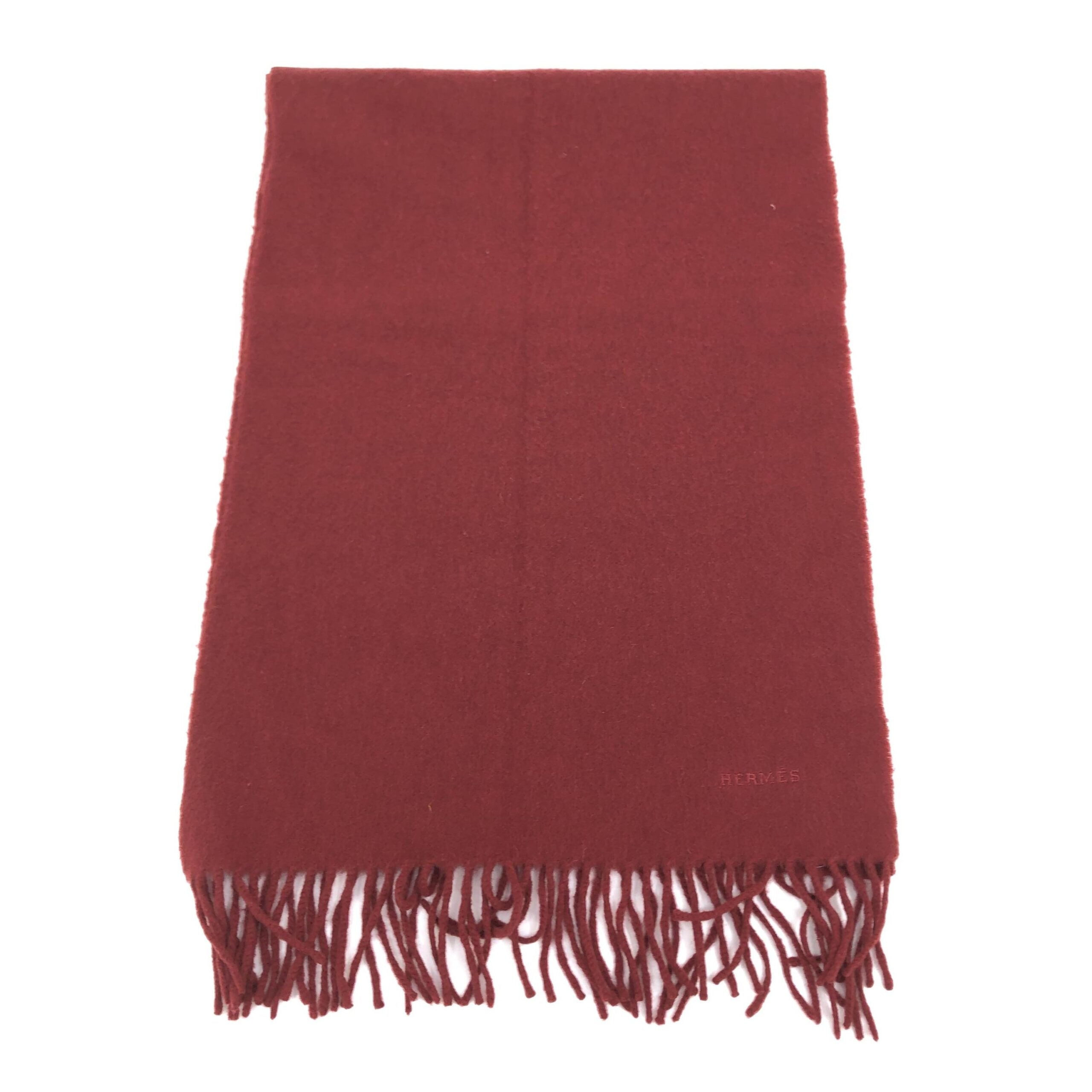 Hermès Wool Scarf In Deep Women's Burgundy (Pre-Owned)