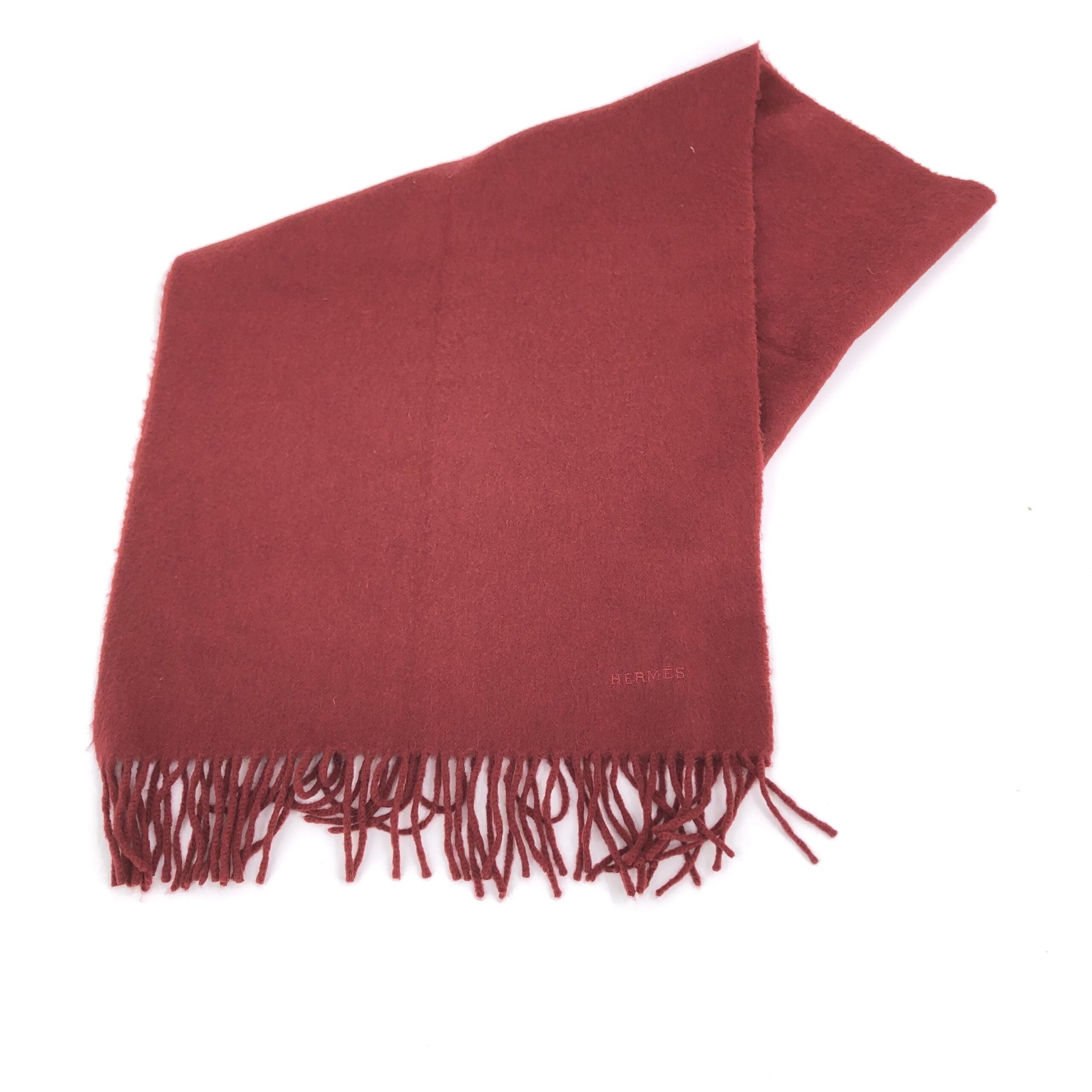 Hermès Wool Scarf In Deep Women's Burgundy (Pre-Owned)