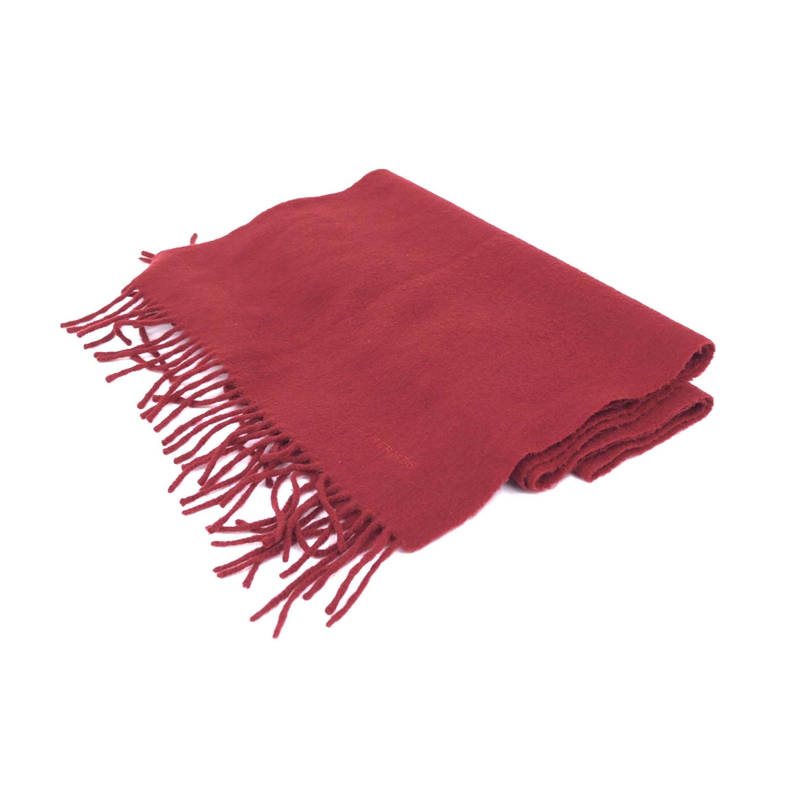 Hermès Wool Scarf In Deep Women's Burgundy (Pre-Owned)