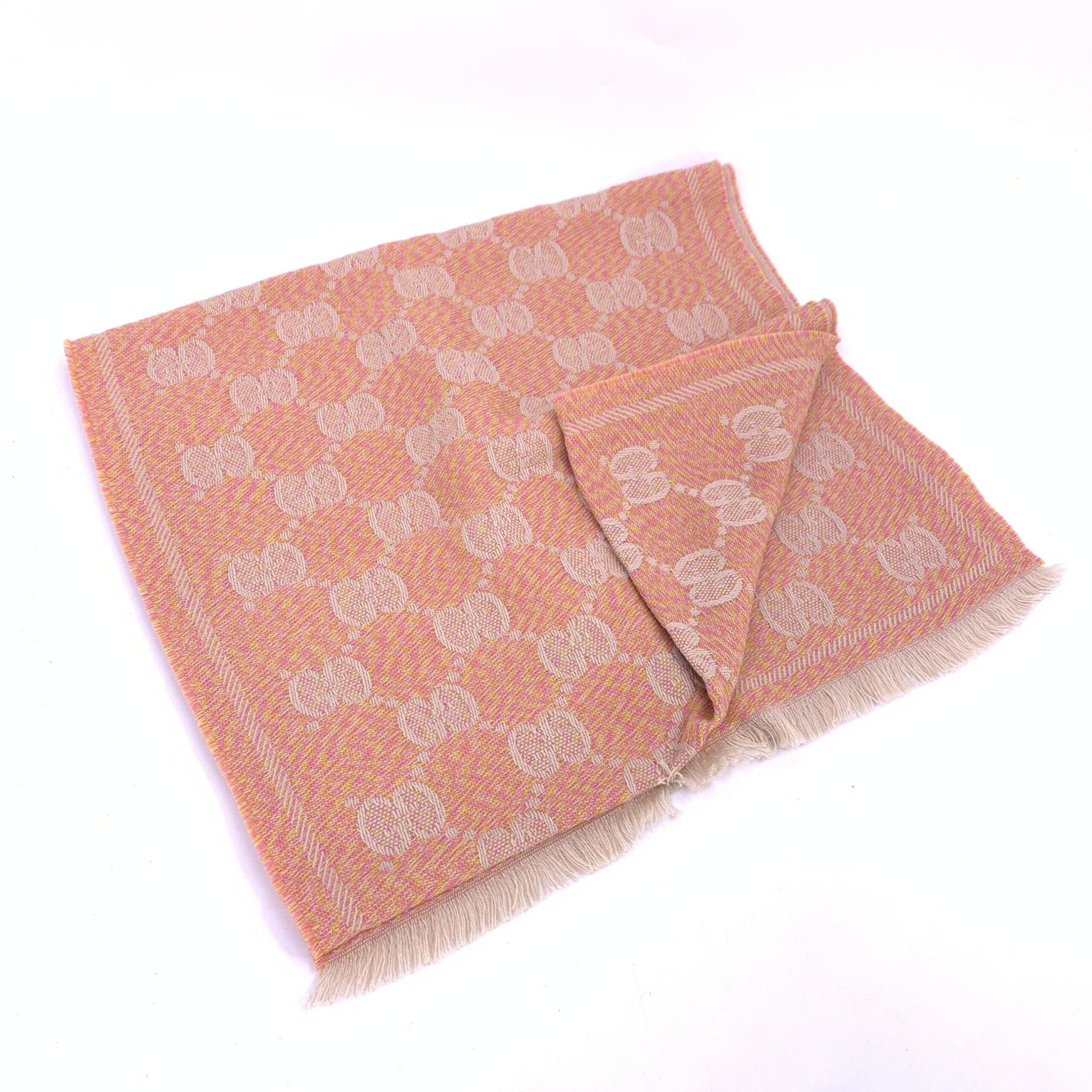 Gucci Wool GG Logo Scarf In Women's Pink (Pre-Owned)