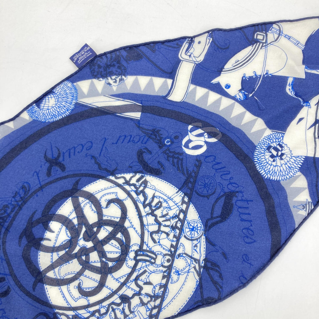 Hermès Designer Blue Silk Women's Scarf (Pre-Owned)