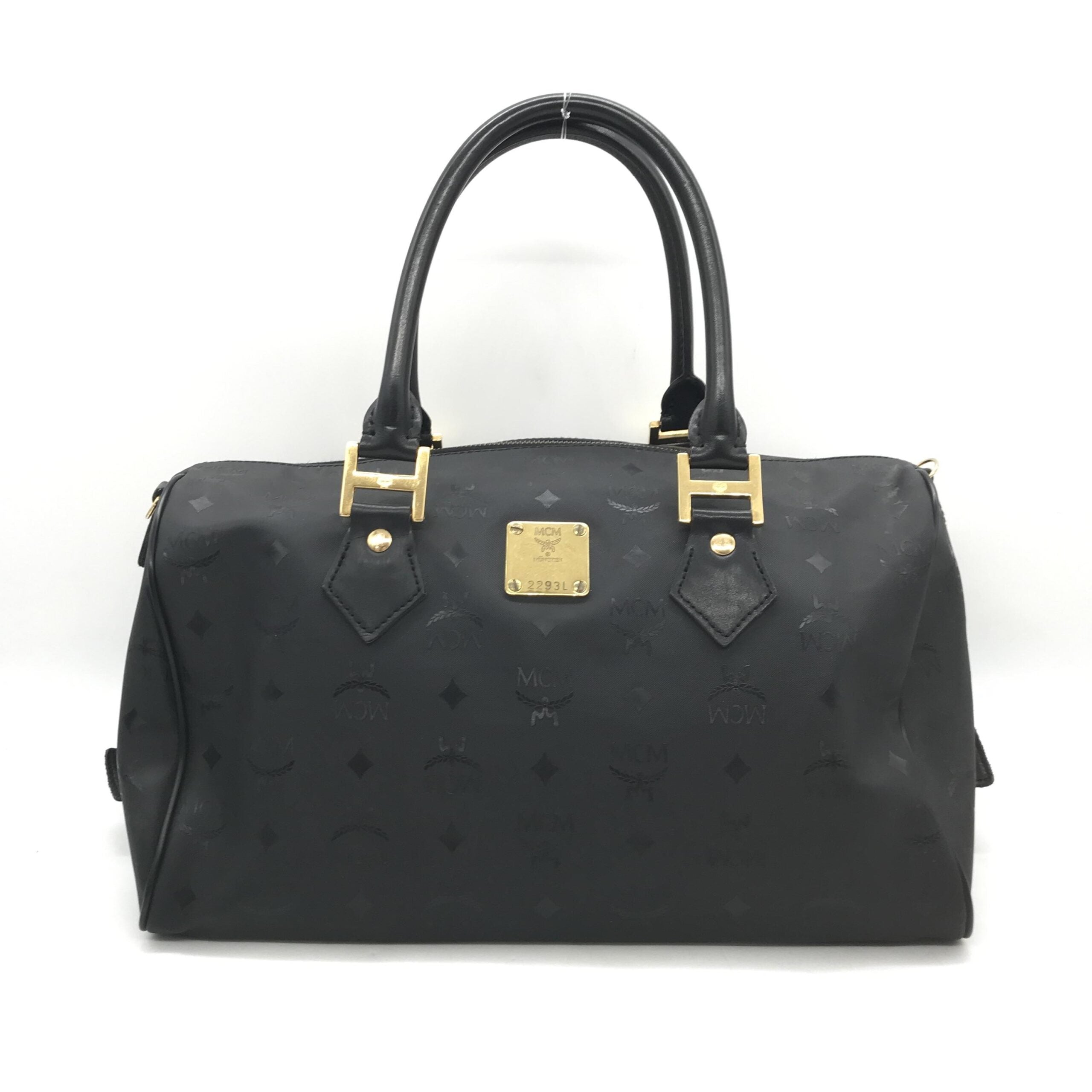 MCM MCM Black Visetos Monogram Boston Women's Bag (Pre-Owned)