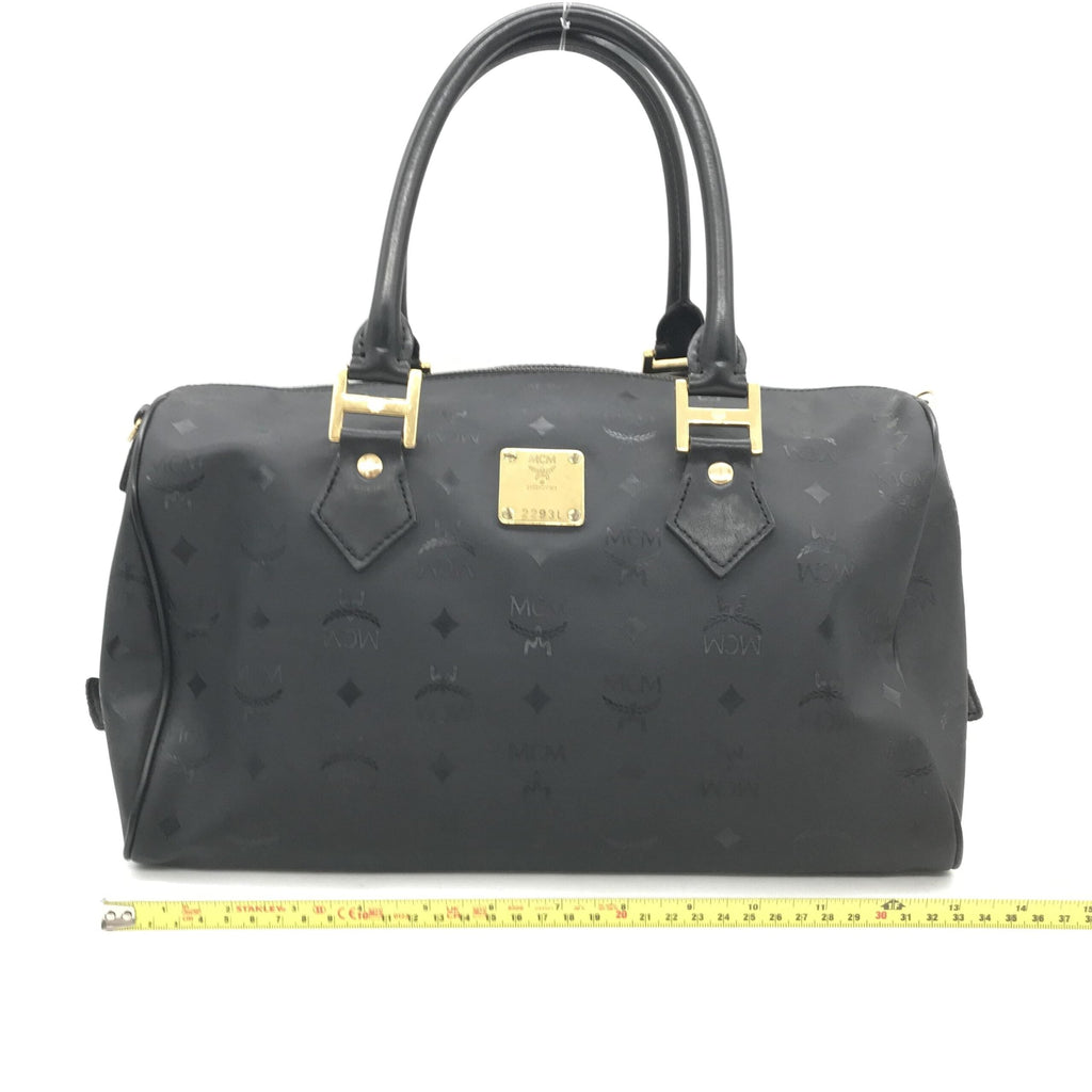 MCM MCM Black Visetos Monogram Boston Women's Bag (Pre-Owned)