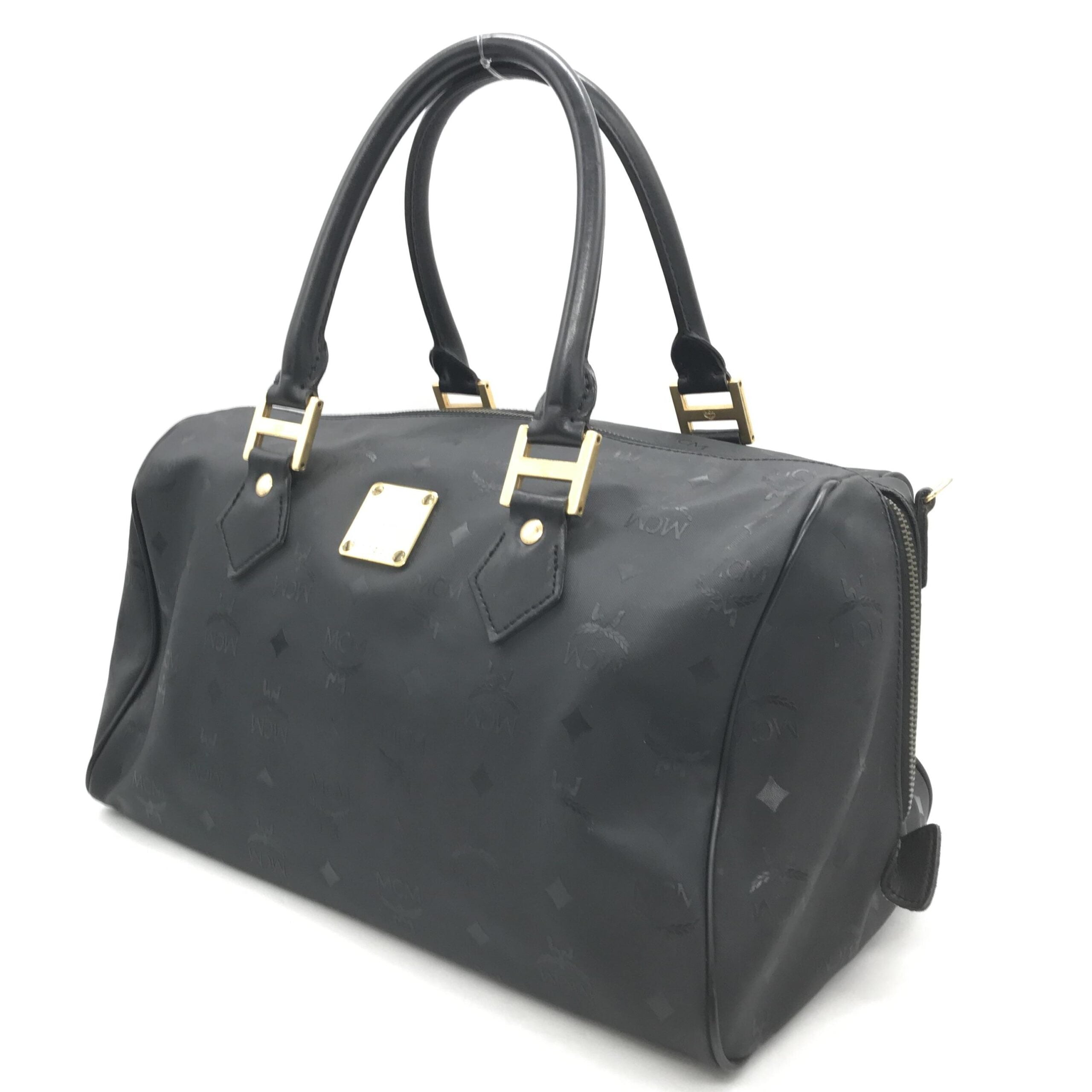 MCM MCM Black Visetos Monogram Boston Women's Bag (Pre-Owned)