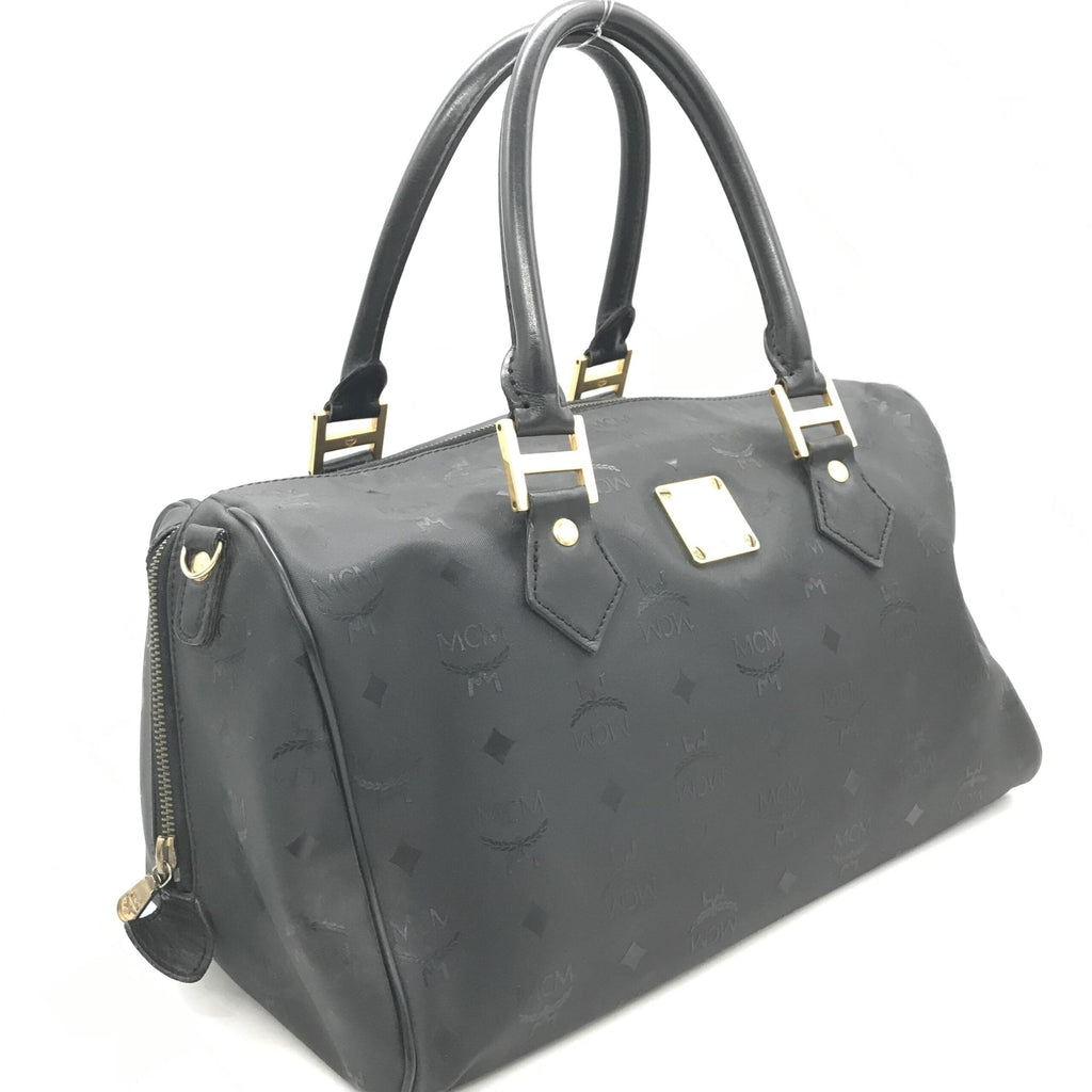 MCM MCM Black Visetos Monogram Boston Women's Bag (Pre-Owned)