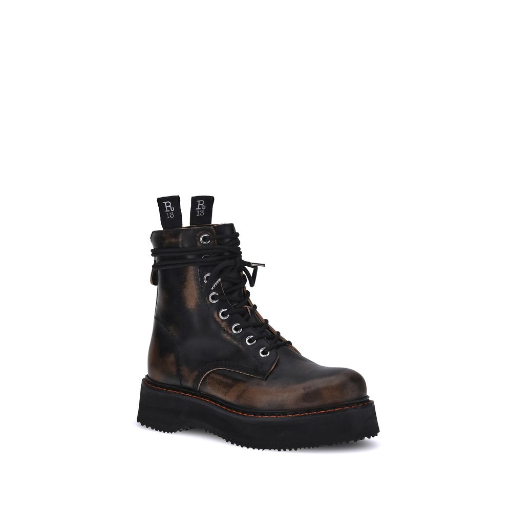 R13 Brown Rubber Lace-Up Women's Boots