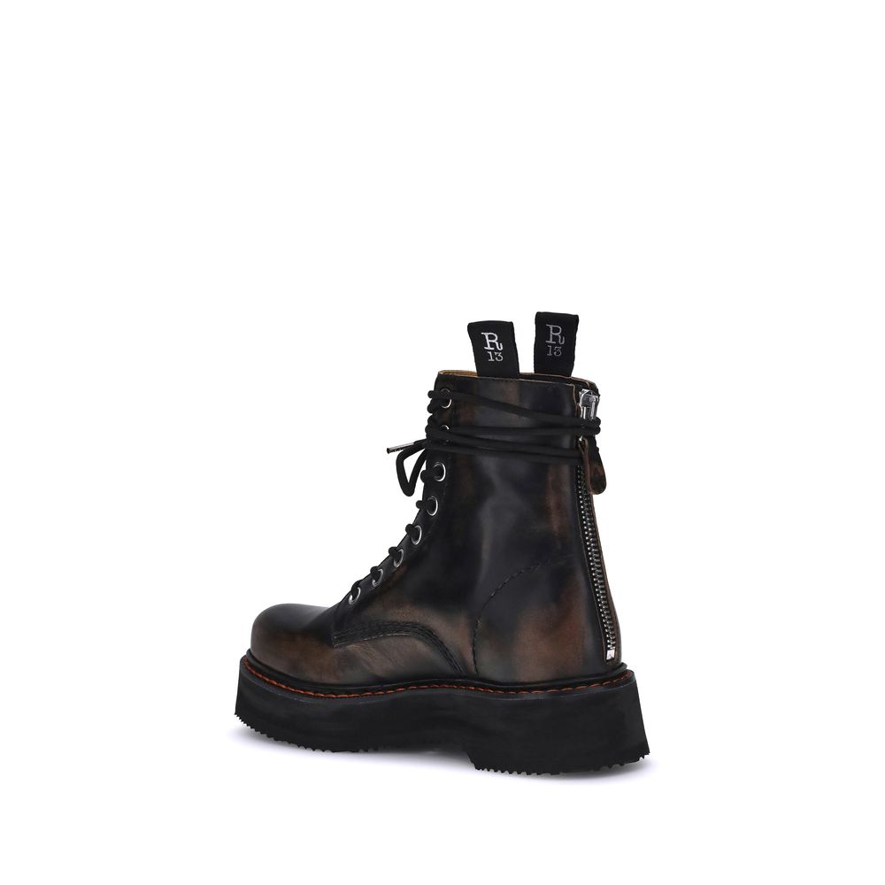 R13 Brown Rubber Lace-Up Women's Boots