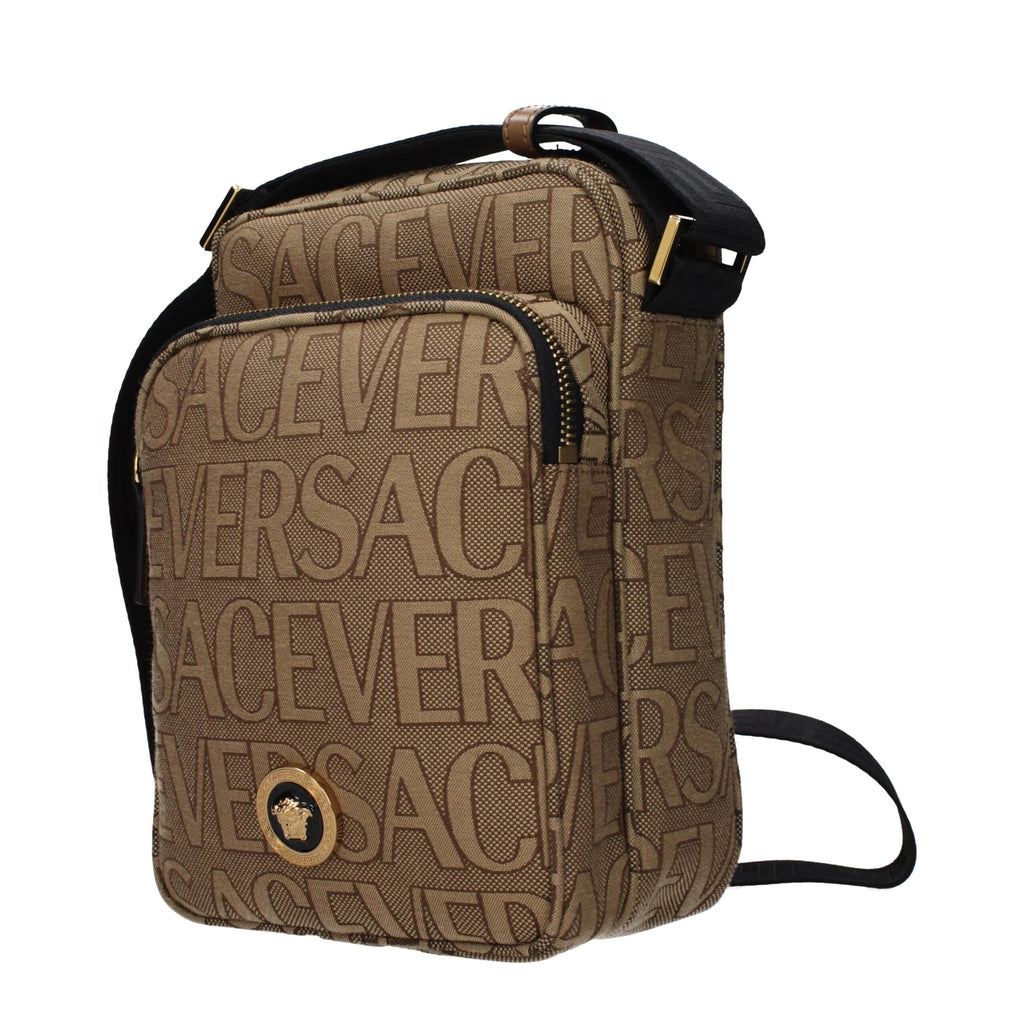 Versace Beige Fabric Shoulder Men's Bag