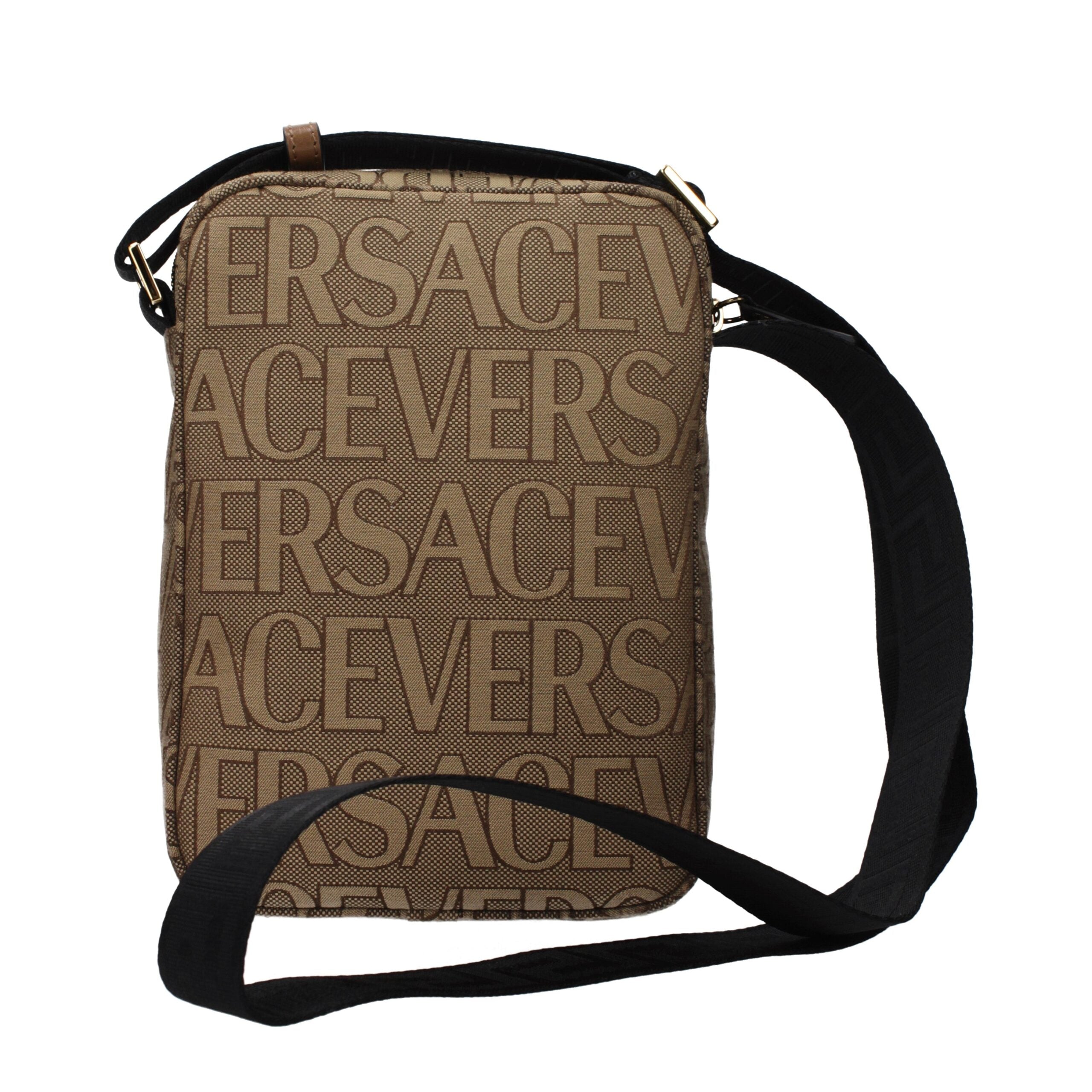 Versace Beige Fabric Shoulder Men's Bag