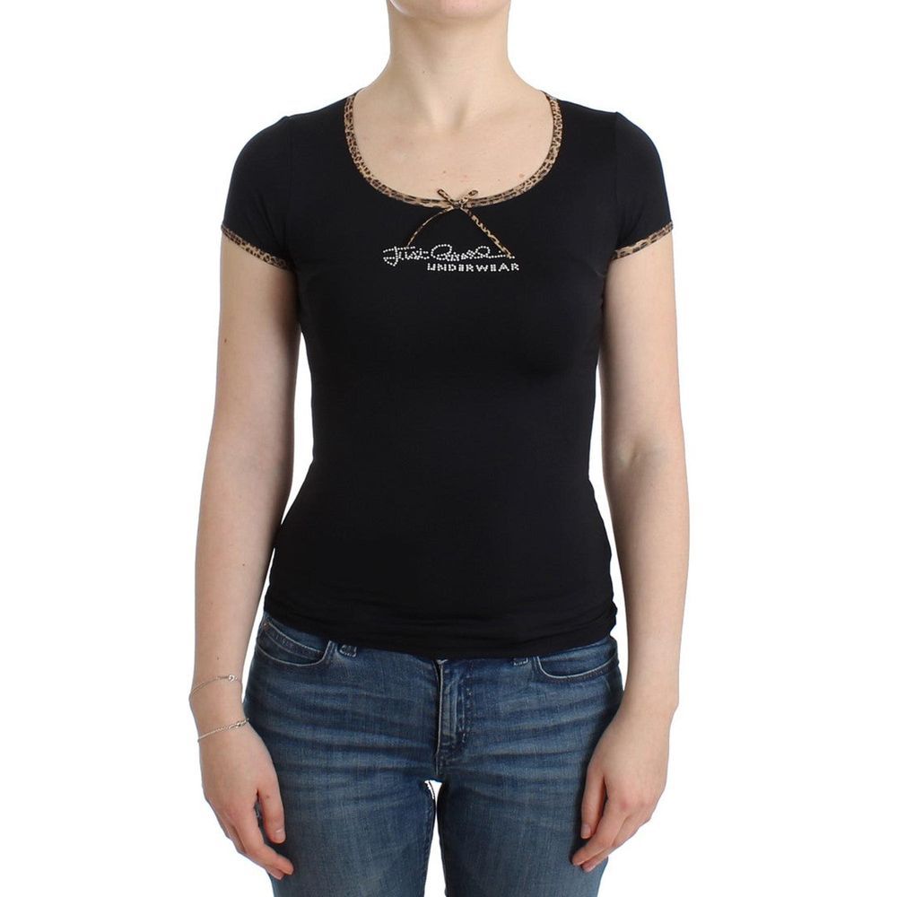 Roberto Cavalli Black Elastane Women's Top