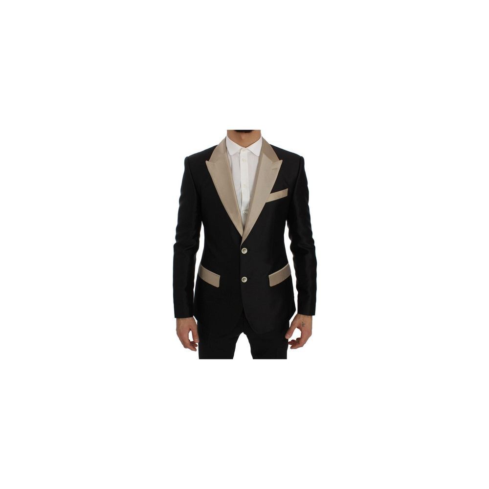Dolce & Gabbana Black Silk Two-Piece Men's Suit