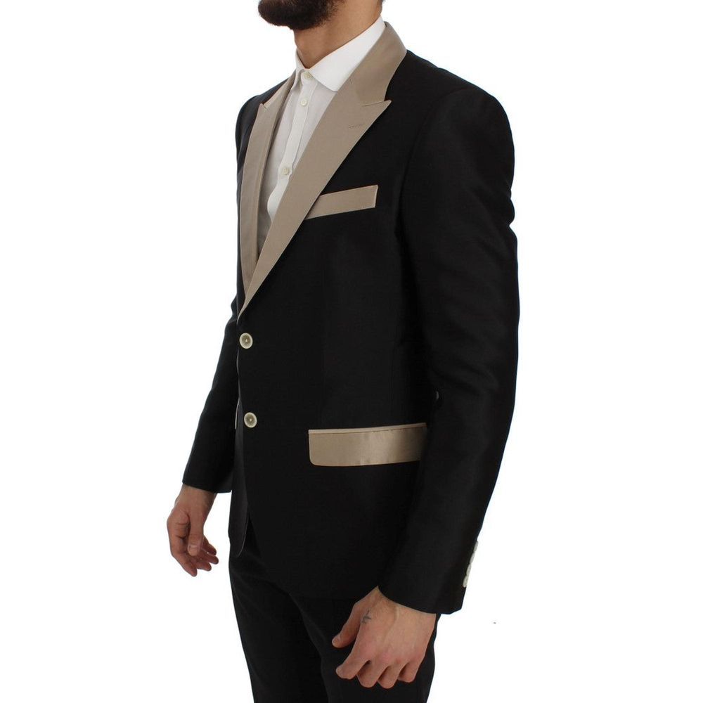 Dolce & Gabbana Black Silk Two-Piece Men's Suit