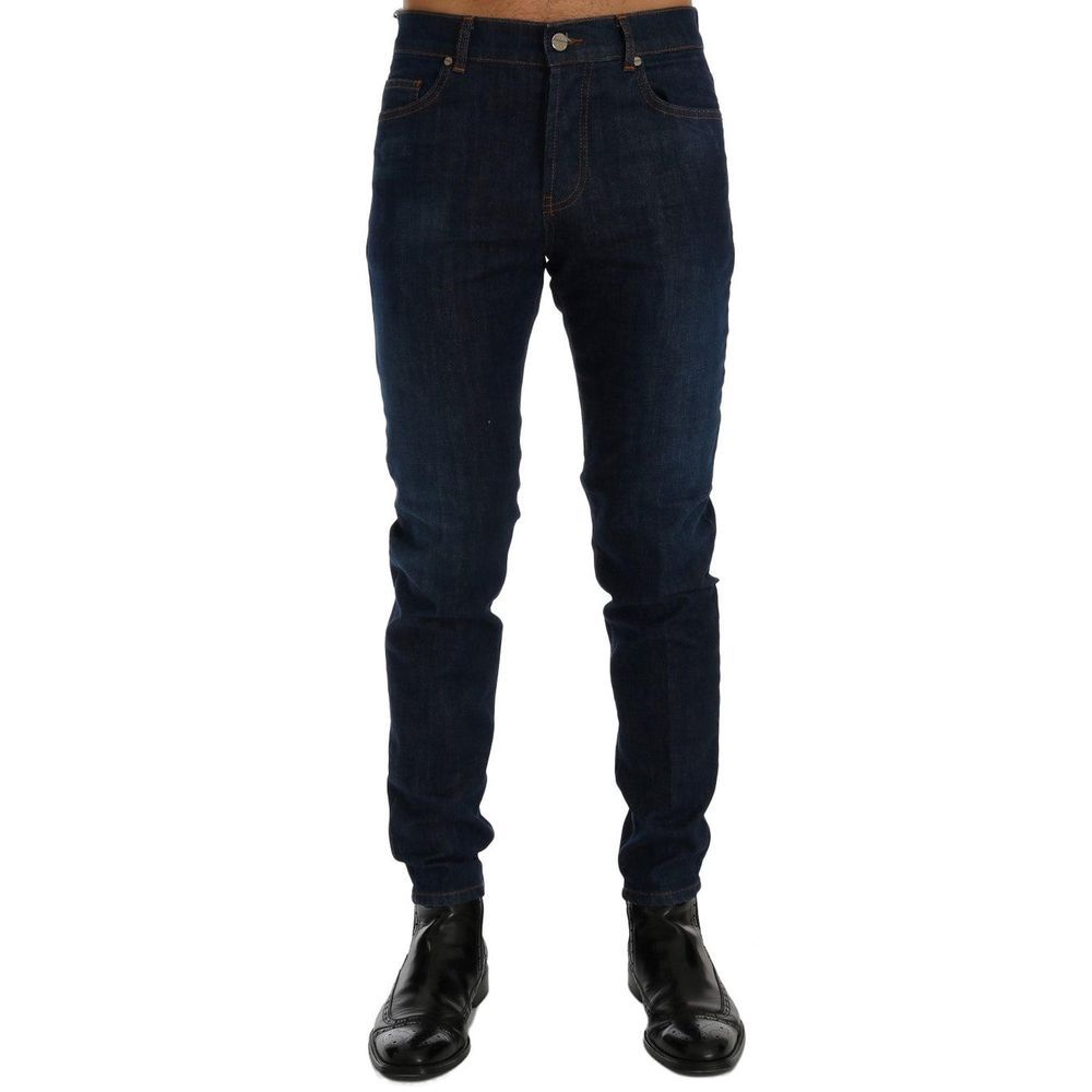 Frankie Morello Blue Cotton Slim Fit Men's Jeans