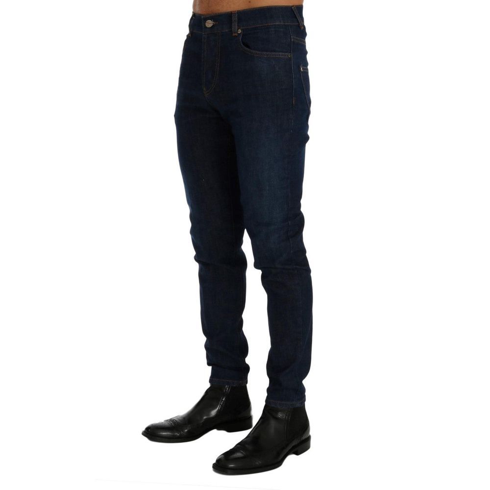 Frankie Morello Blue Cotton Slim Fit Men's Jeans
