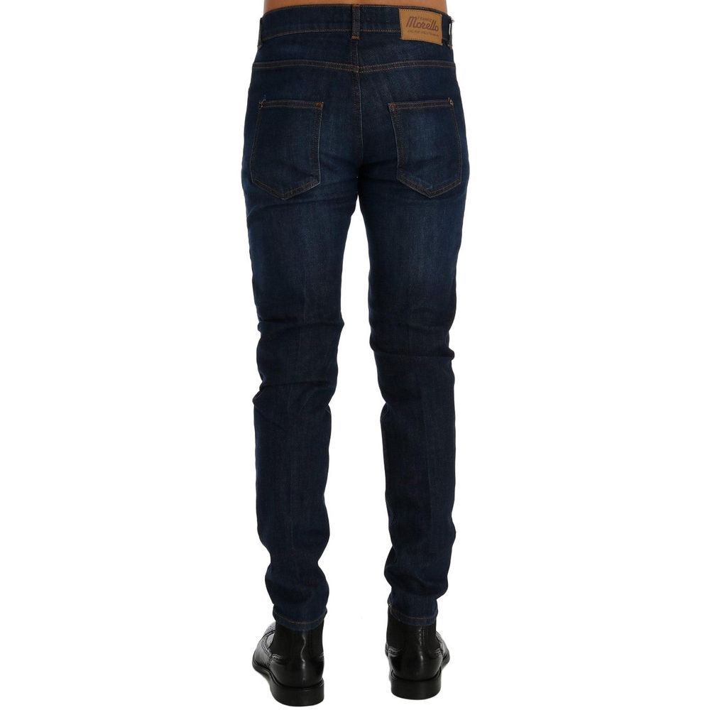 Frankie Morello Blue Cotton Slim Fit Men's Jeans