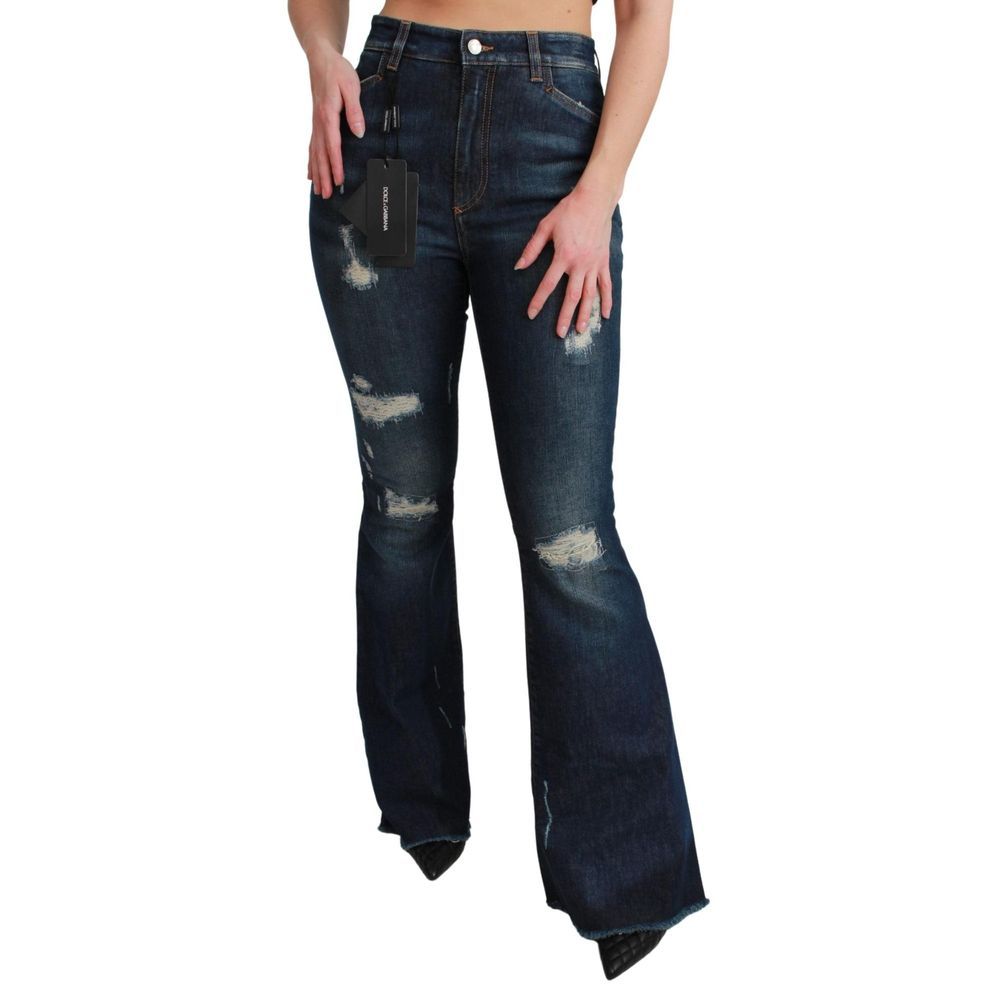 Dolce & Gabbana Blue Cotton Flared Women's Jeans